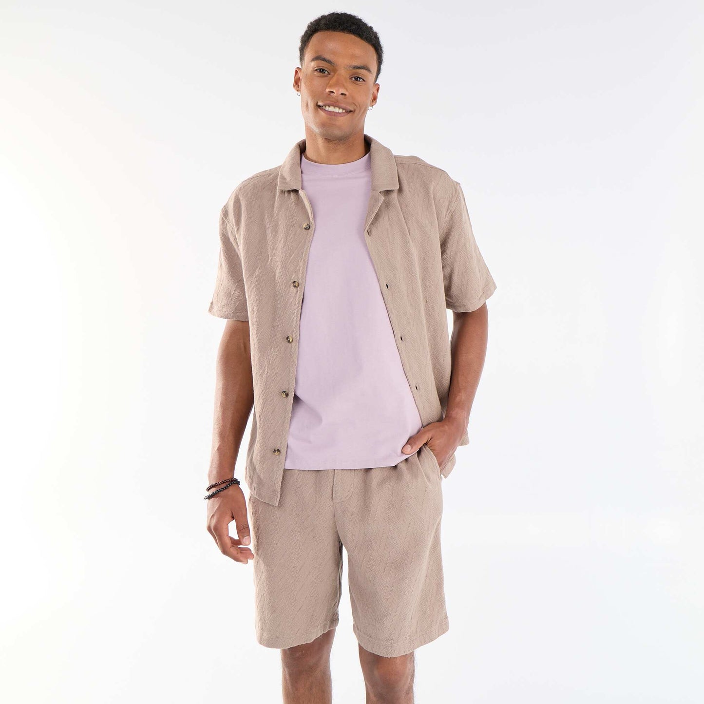 Lightweight Fleece Bermuda Shorts BEIGE