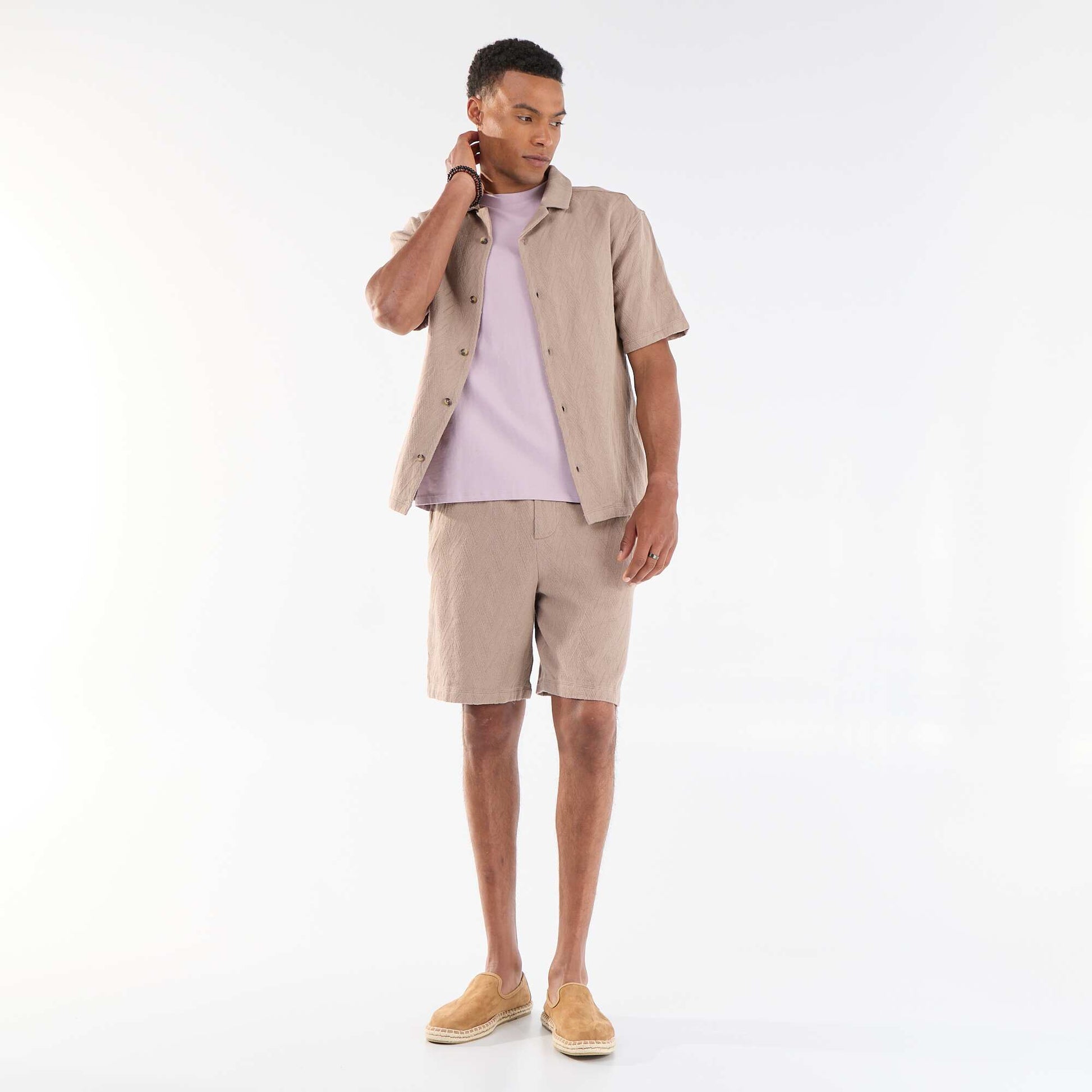 Lightweight Fleece Bermuda Shorts BEIGE
