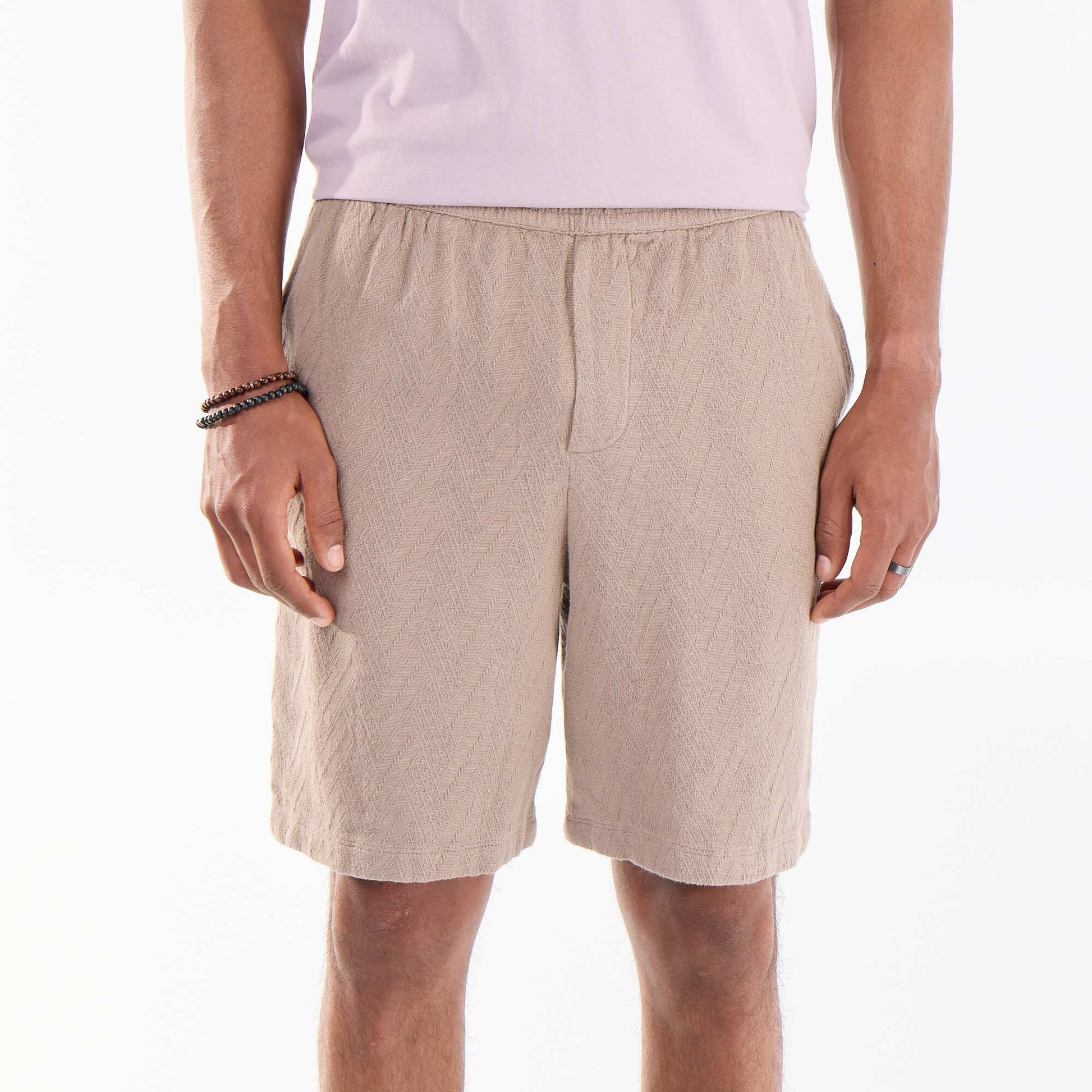 Lightweight Fleece Bermuda Shorts BEIGE