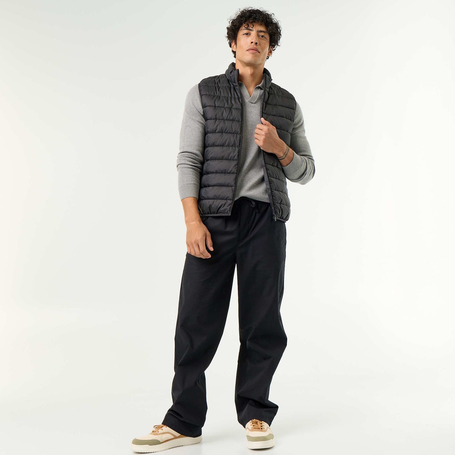 Sleeveless Water-Repellent Puffer Jacket BLACK