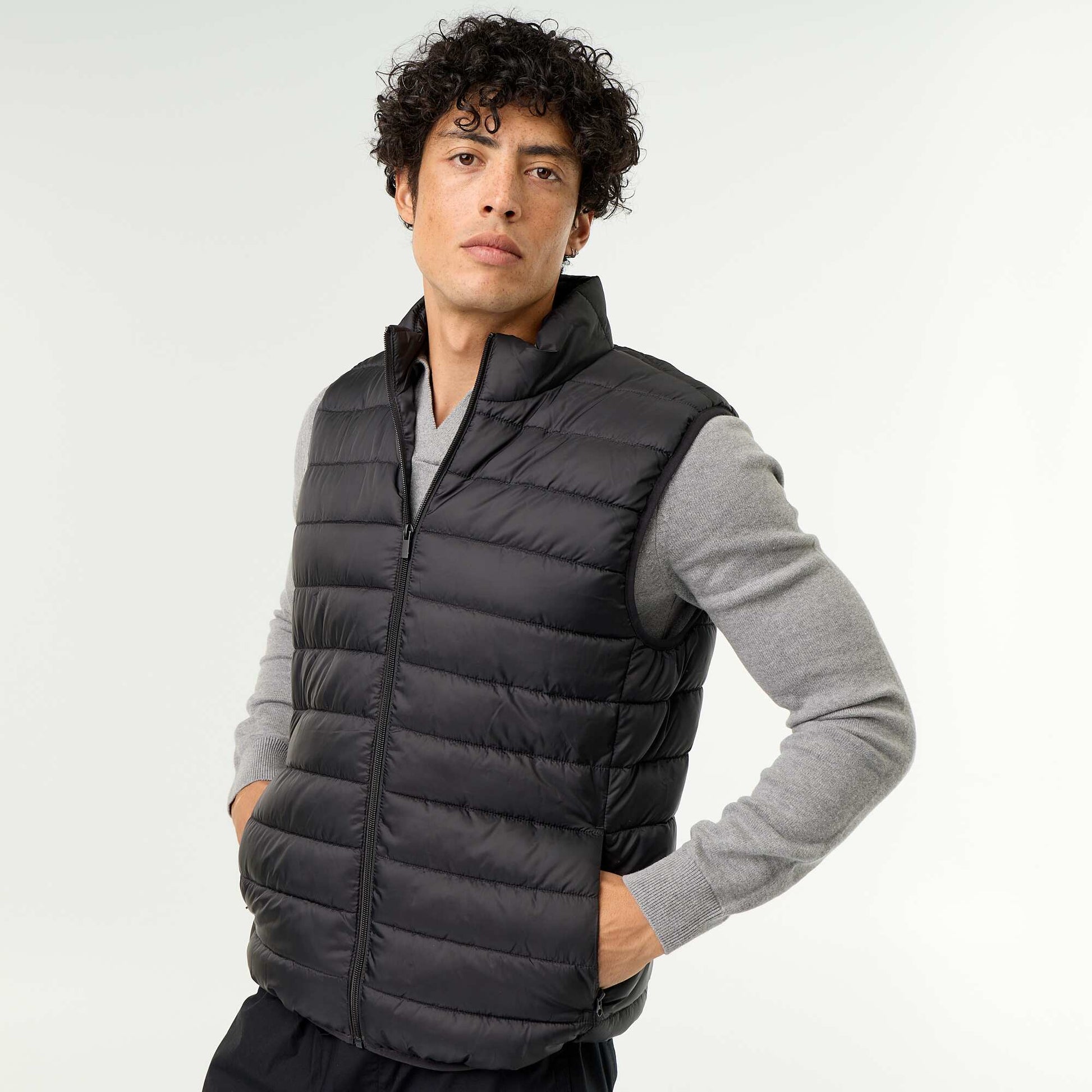 Sleeveless Water-Repellent Puffer Jacket BLACK
