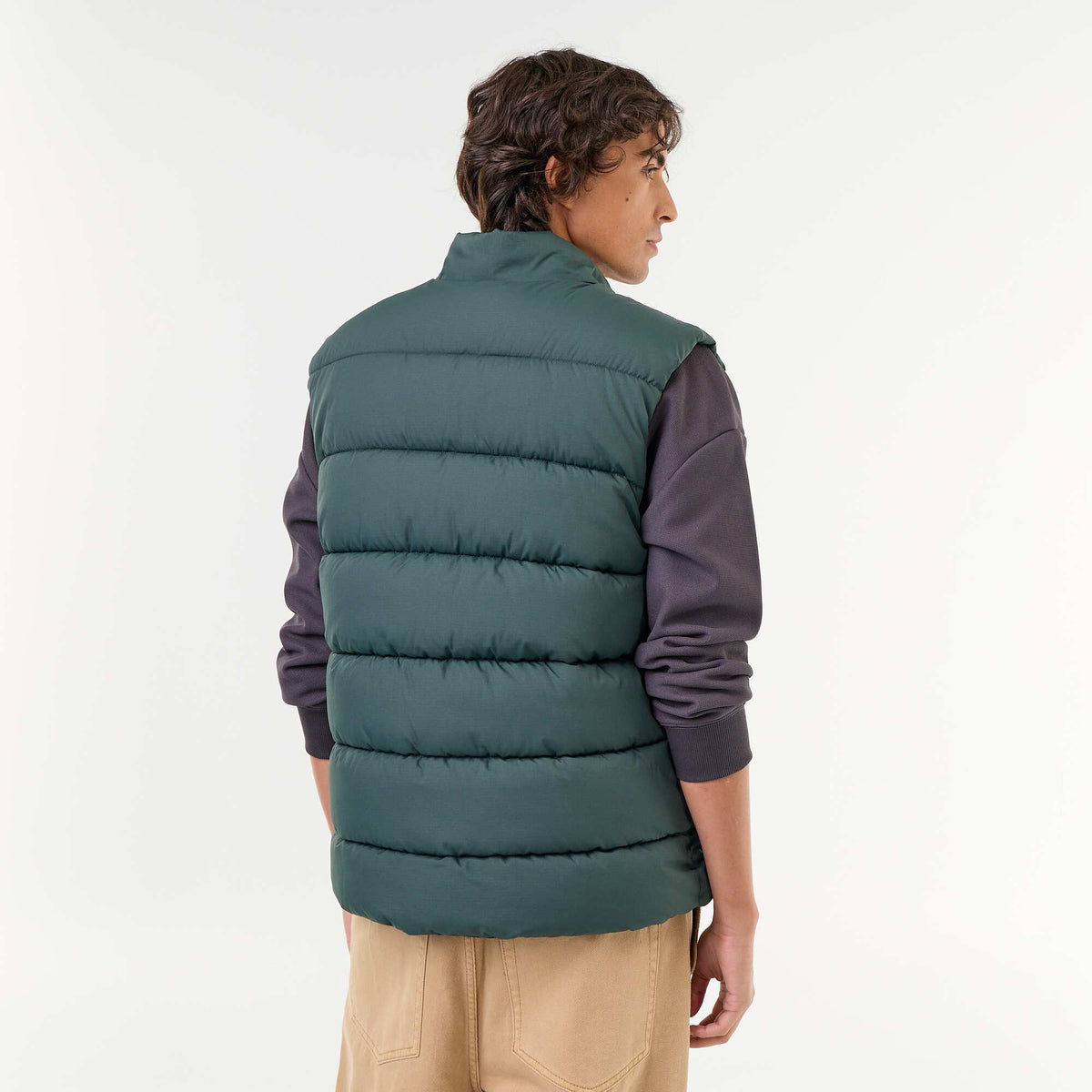 Lightweight sleeveless puffer jacket GREEN