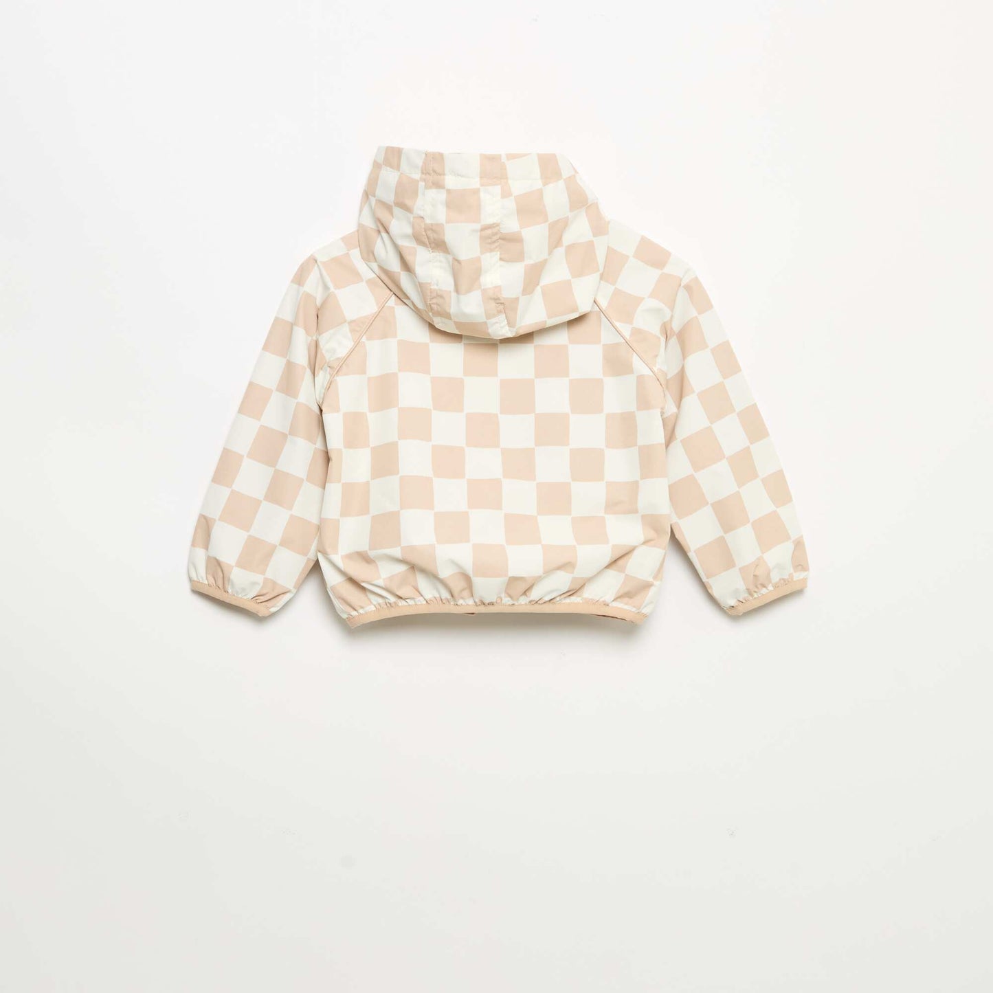 Checked hooded windbreaker BEIGE