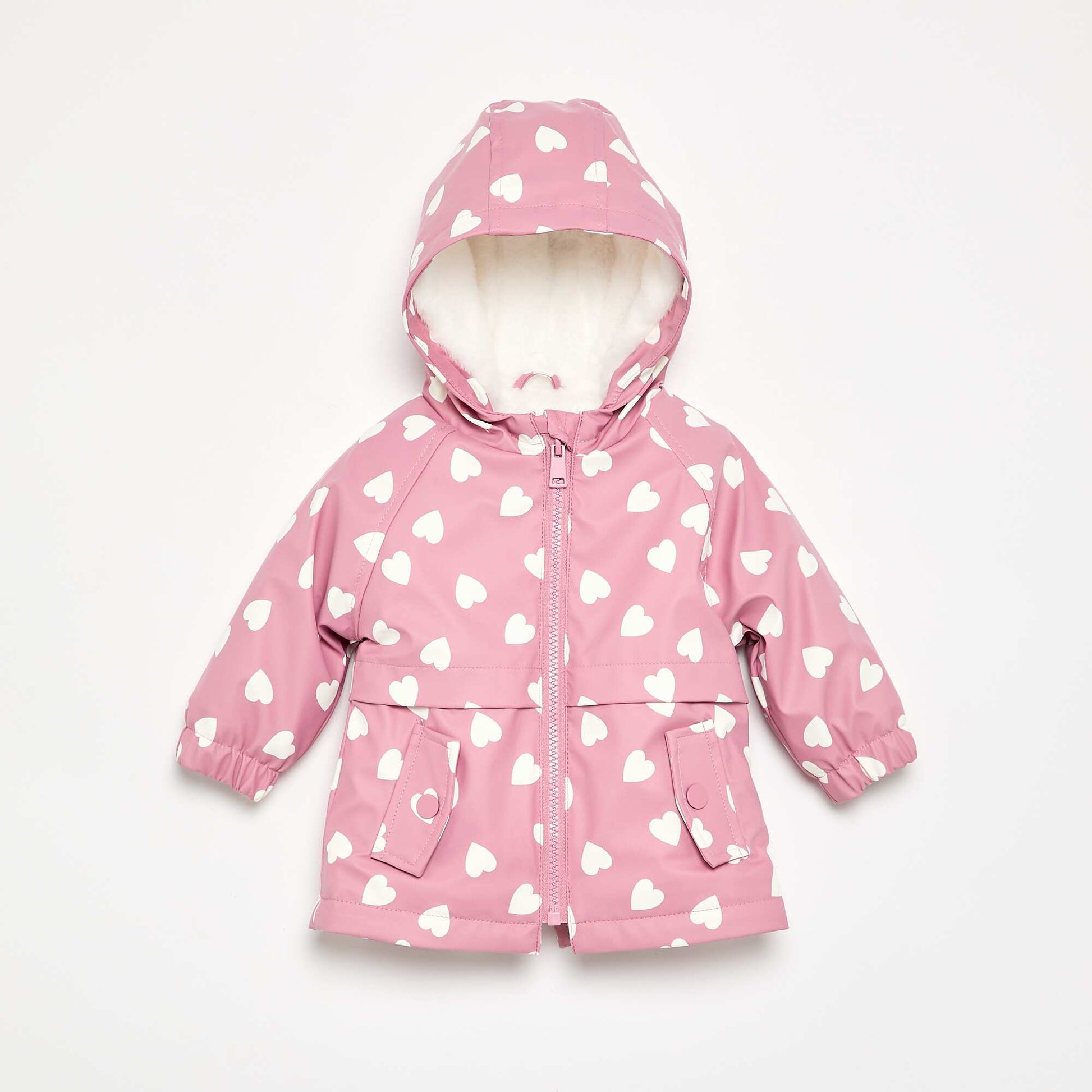 Hooded water-repellent parka PINK