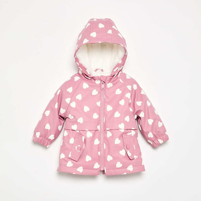 Hooded water-repellent parka PINK
