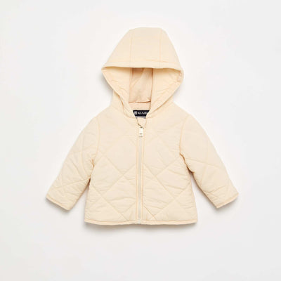 Hooded quilted jacket BEIGE