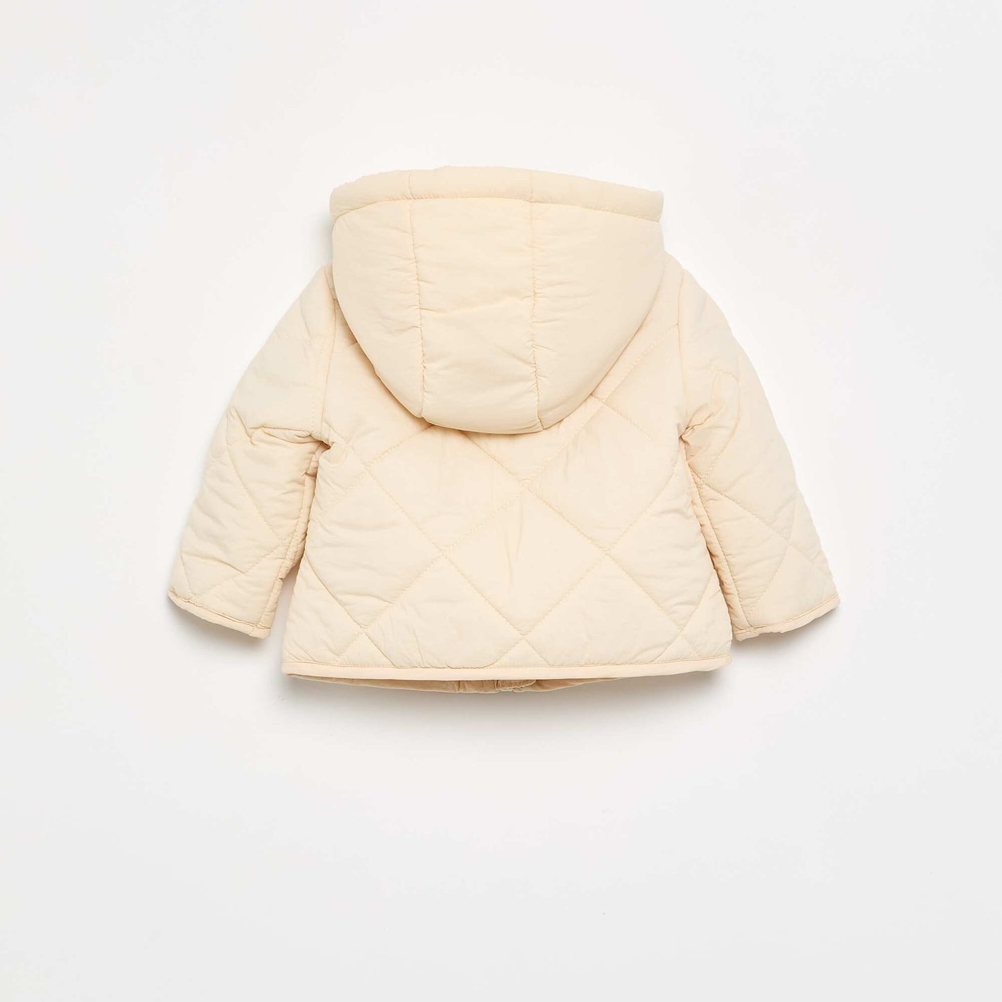 Hooded quilted jacket BEIGE