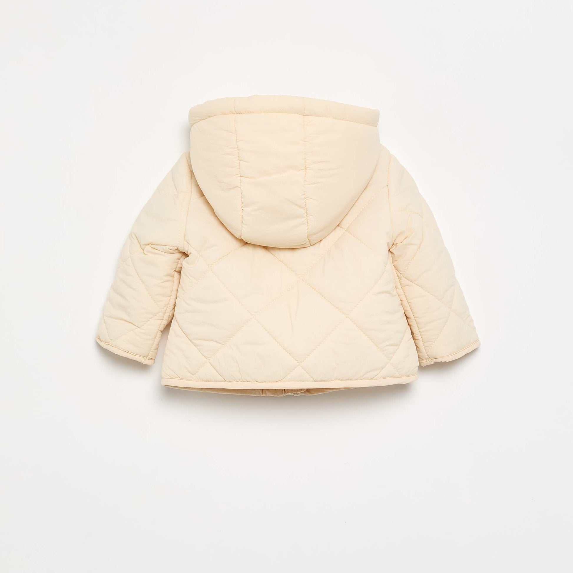 Hooded quilted jacket BEIGE