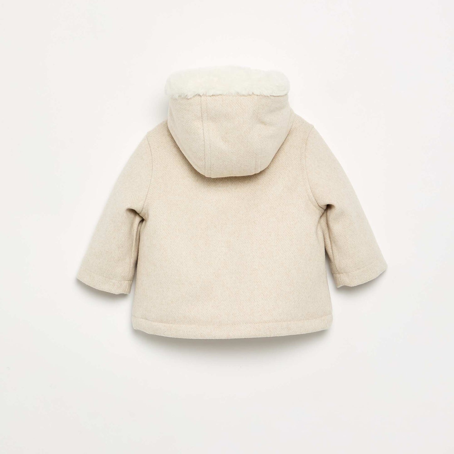 Faux Wool-Look Coat with Faux Fur Lining BEIGE