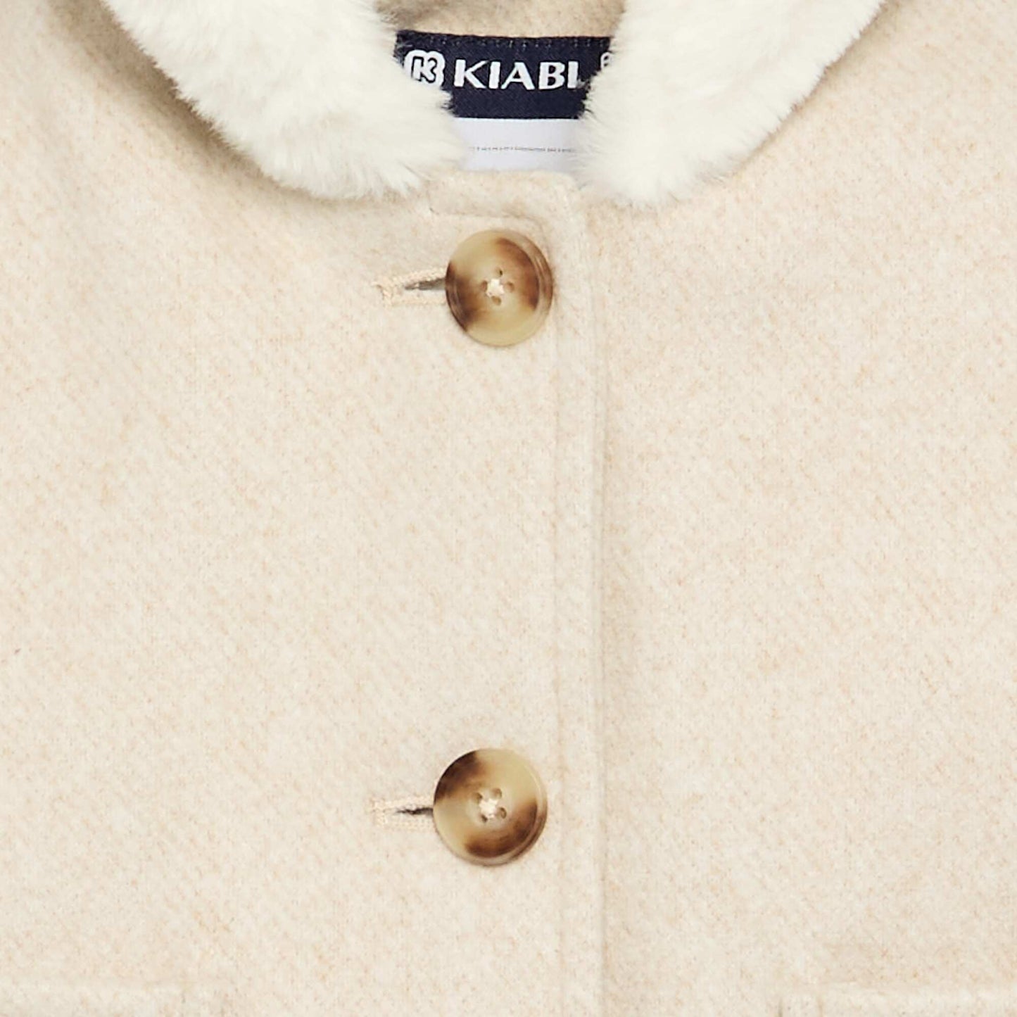 Faux Wool-Look Coat with Faux Fur Lining BEIGE