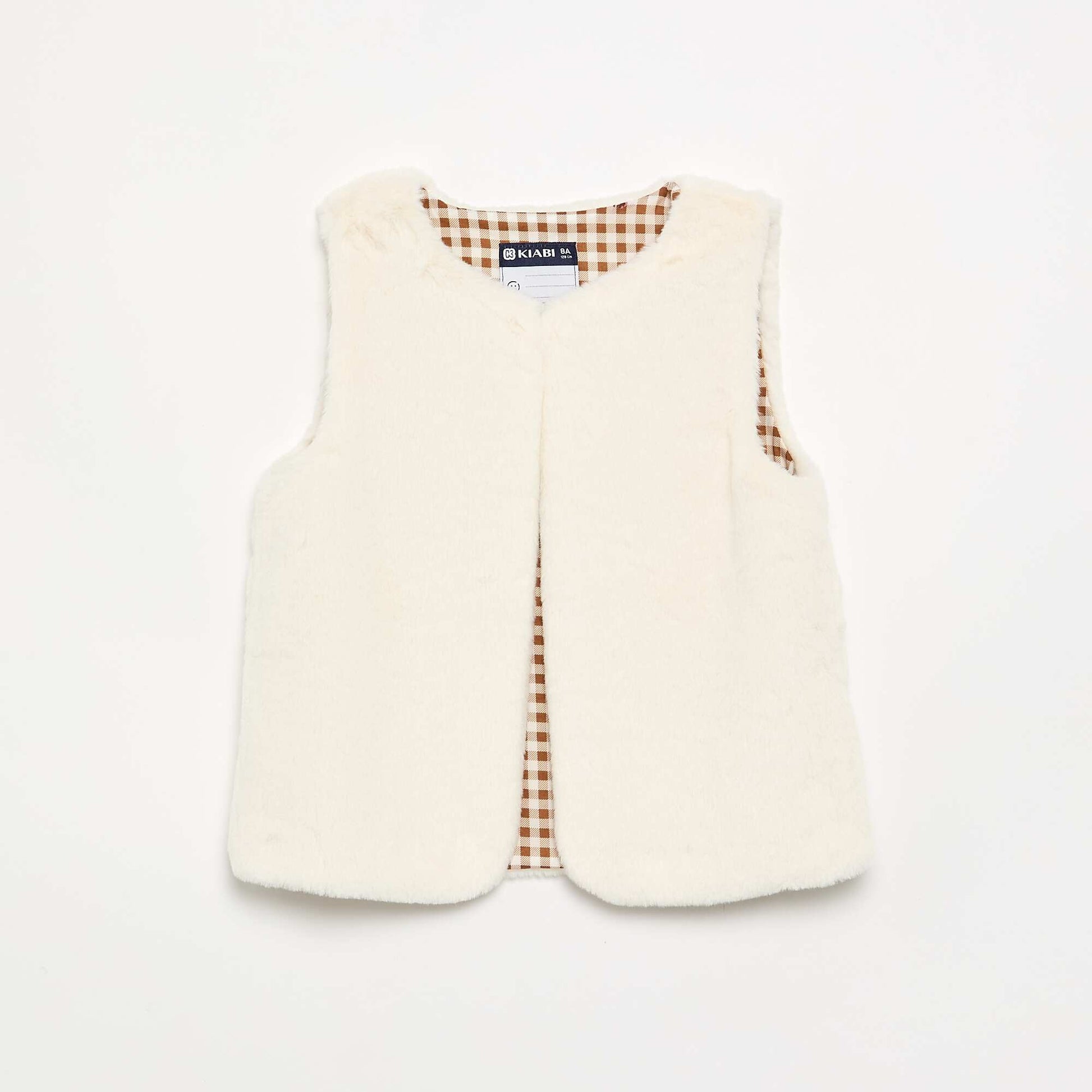 Sleeveless faux fur vest BEIGE