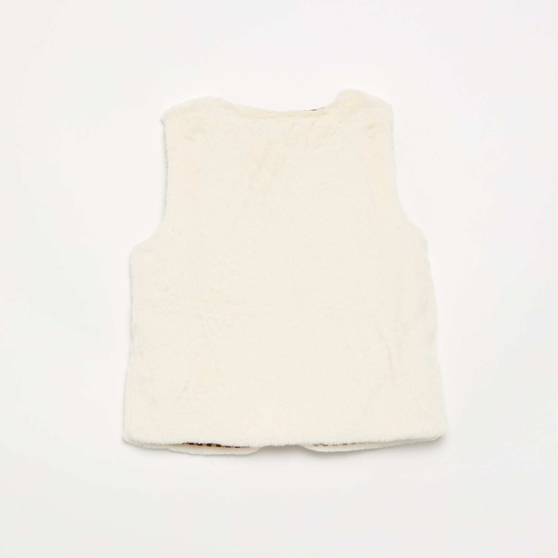Sleeveless faux fur vest BEIGE