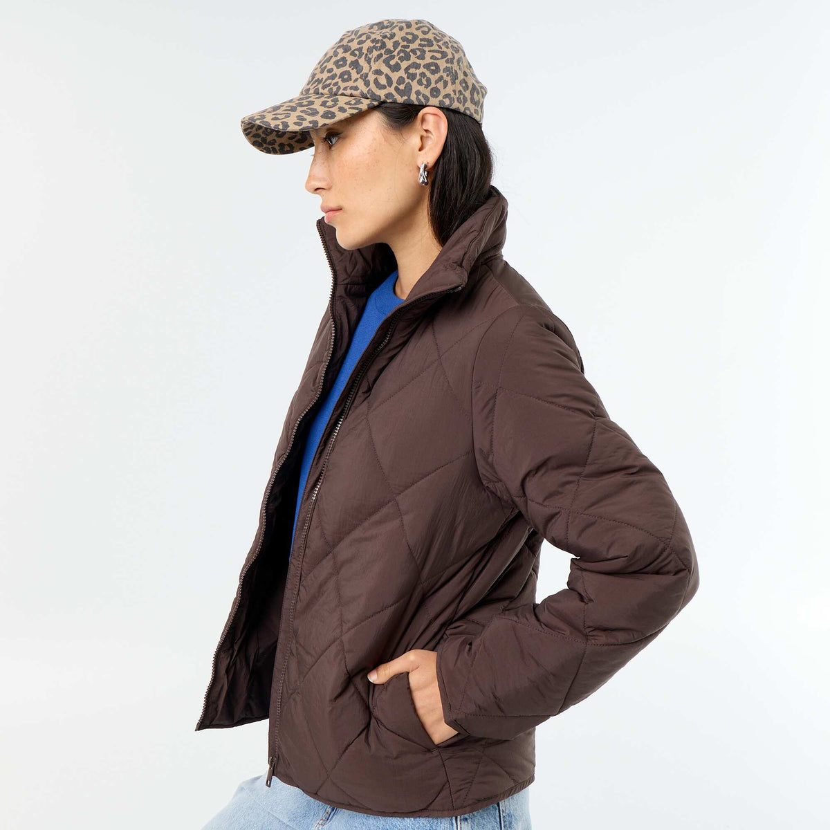 Quilted Water-Repellent Jacket BROWN