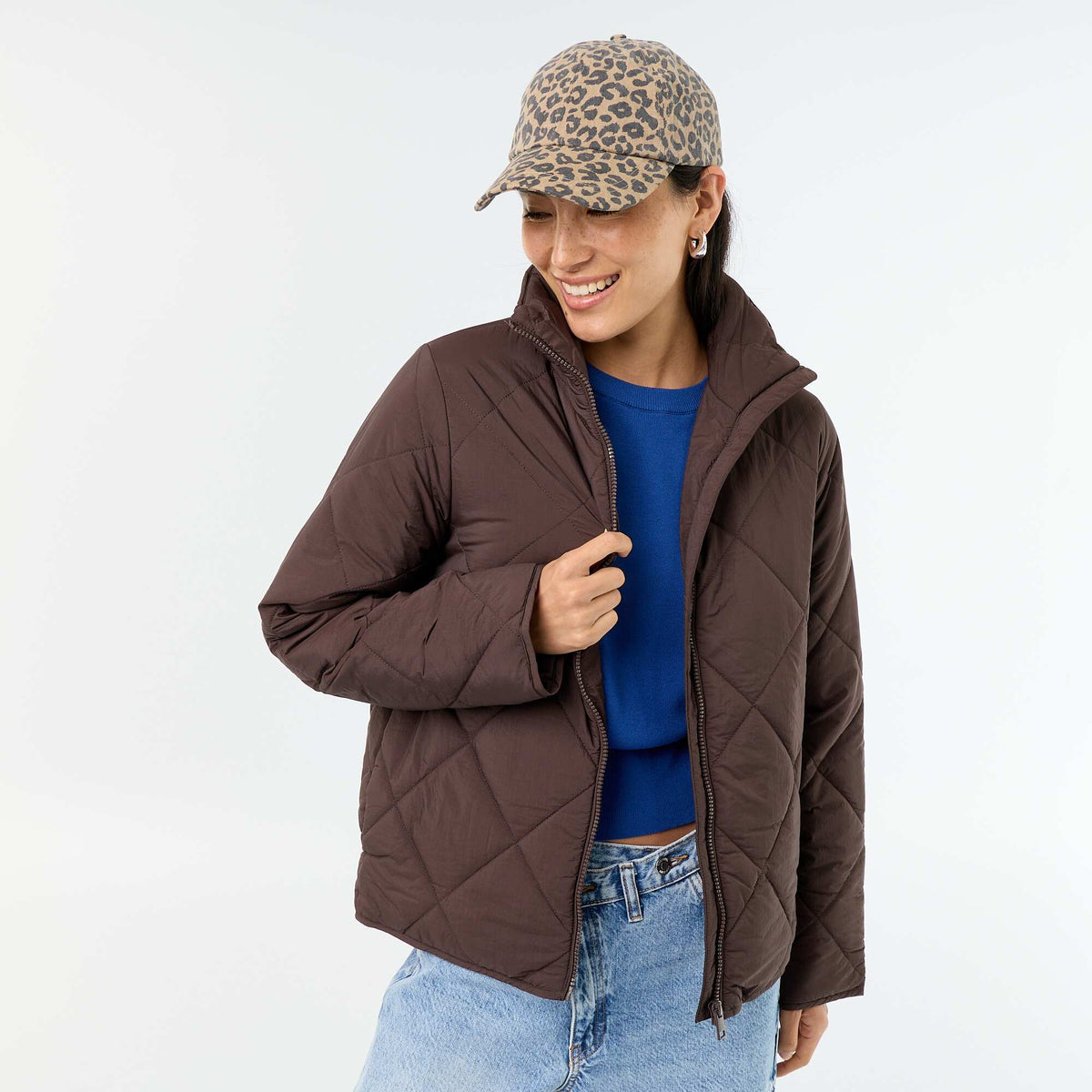 Quilted Water-Repellent Jacket BROWN