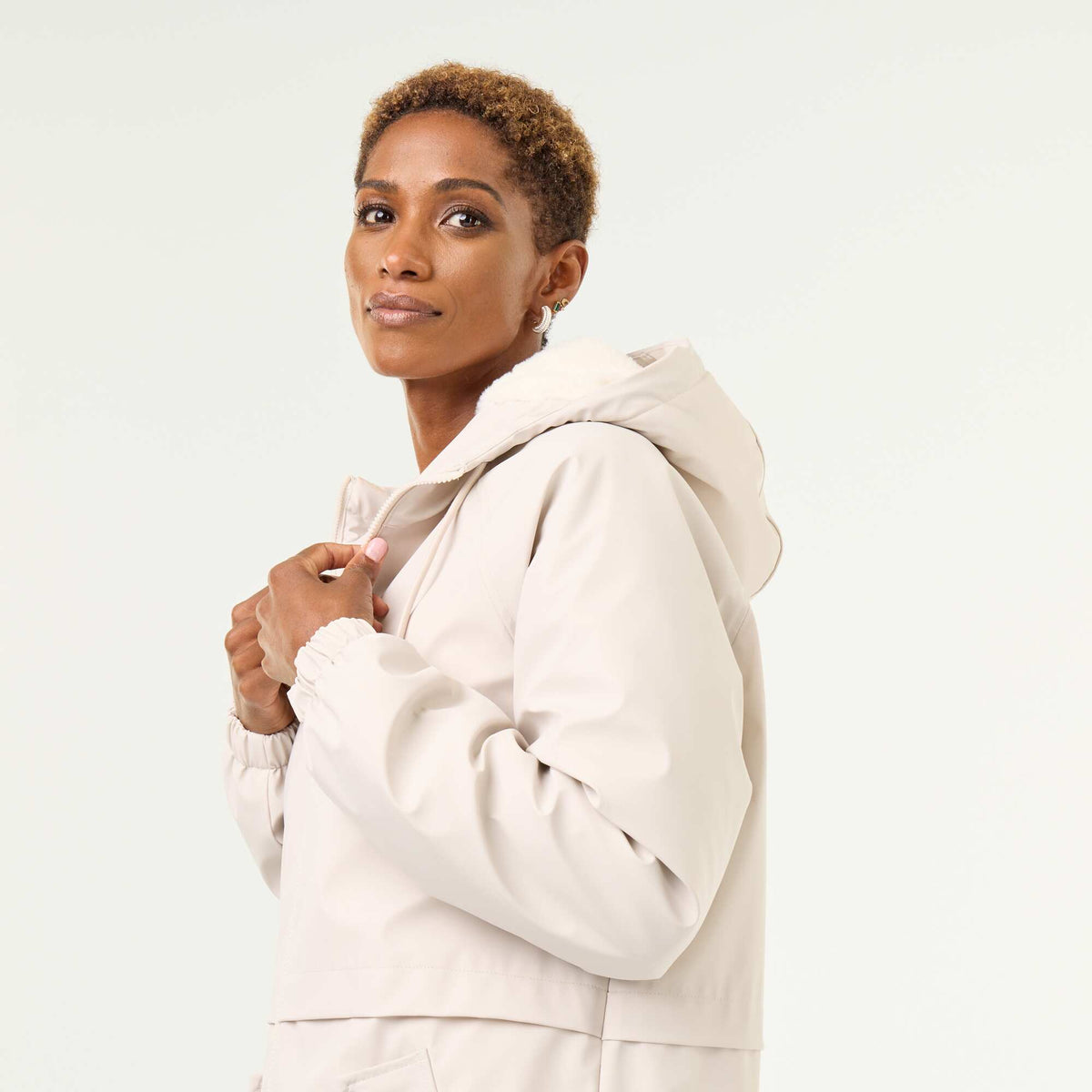 Straight-cut faux fur lined parka GREY