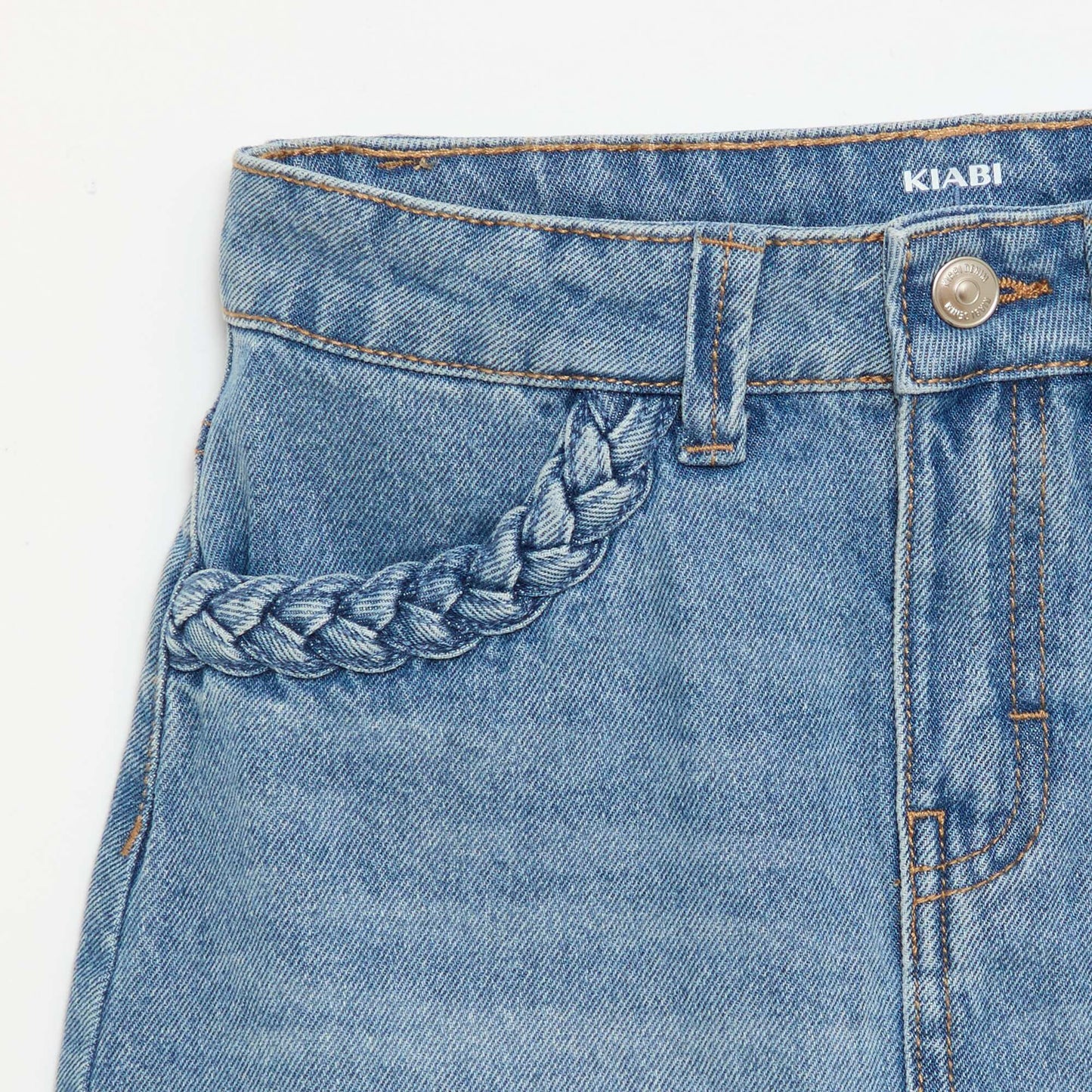 Denim skirt with braided pockets BLUE