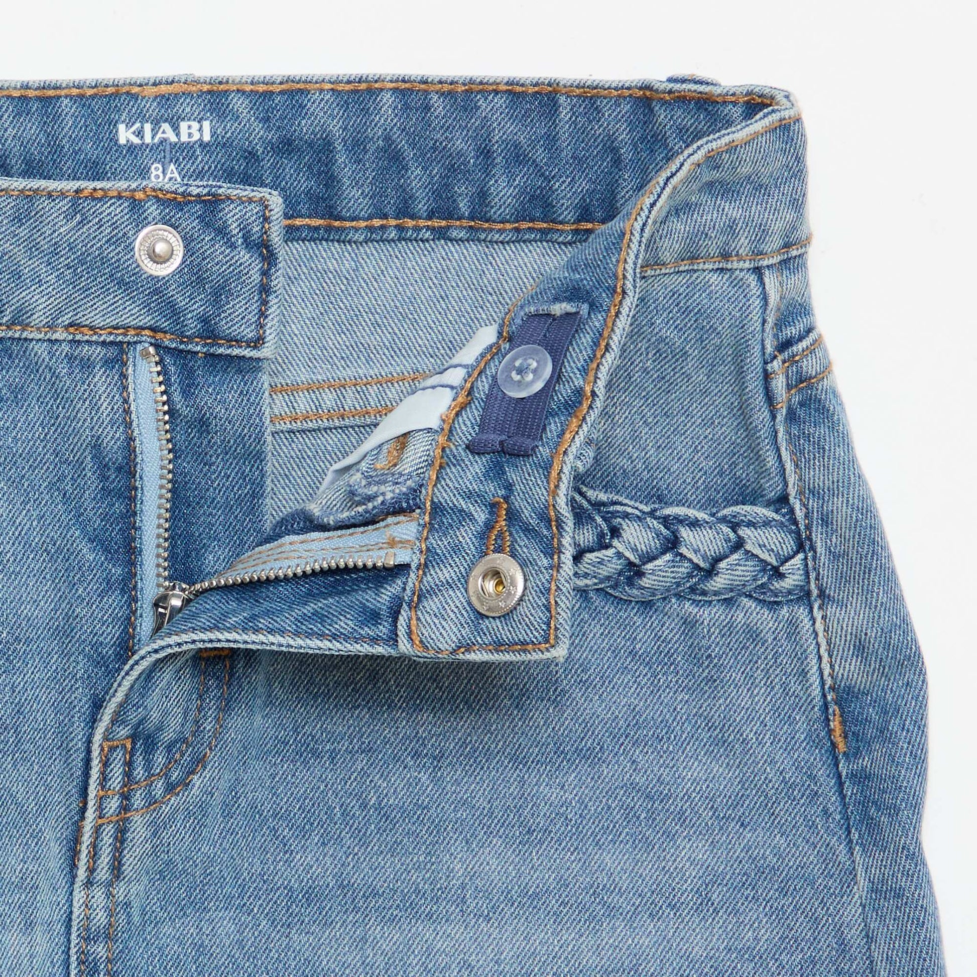 Denim skirt with braided pockets BLUE