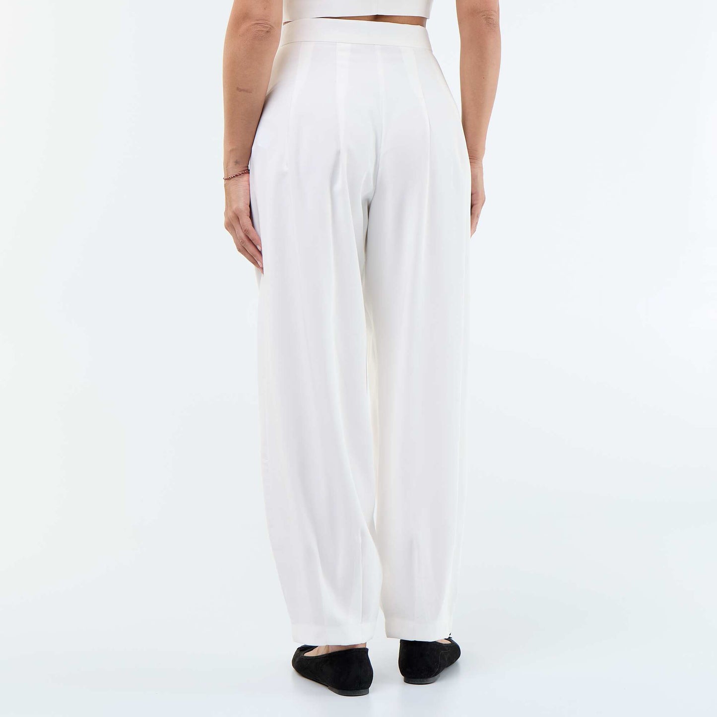 Lightweight wide-leg twill trousers WHITE