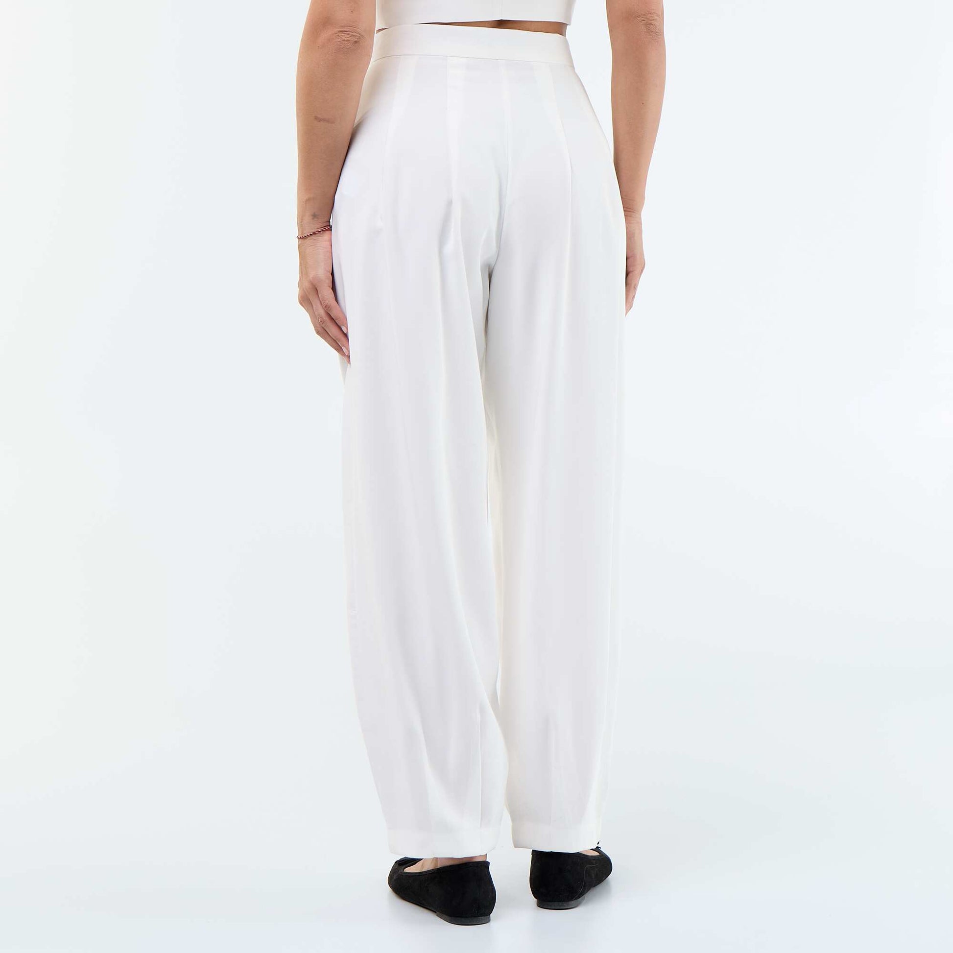 Lightweight wide-leg twill trousers WHITE