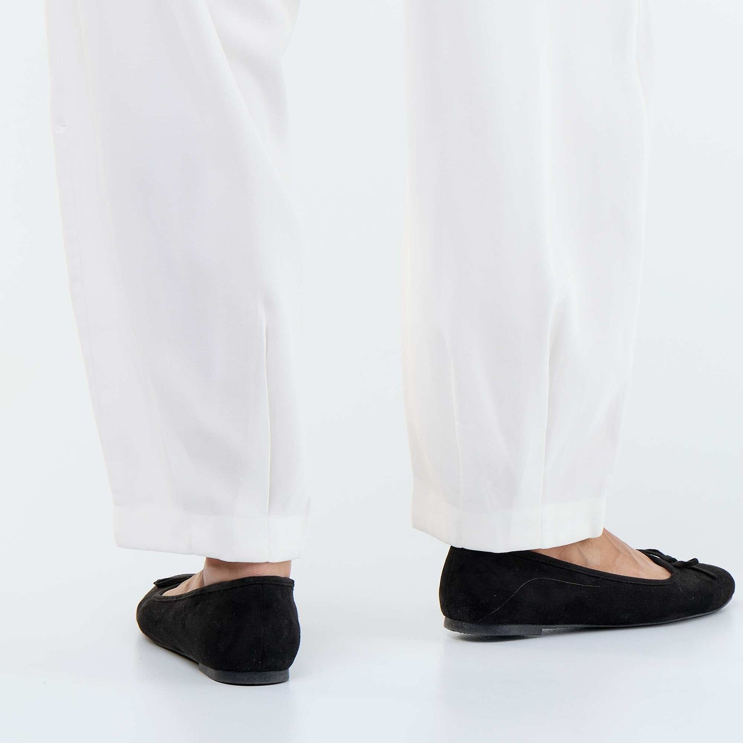 Lightweight wide-leg twill trousers WHITE