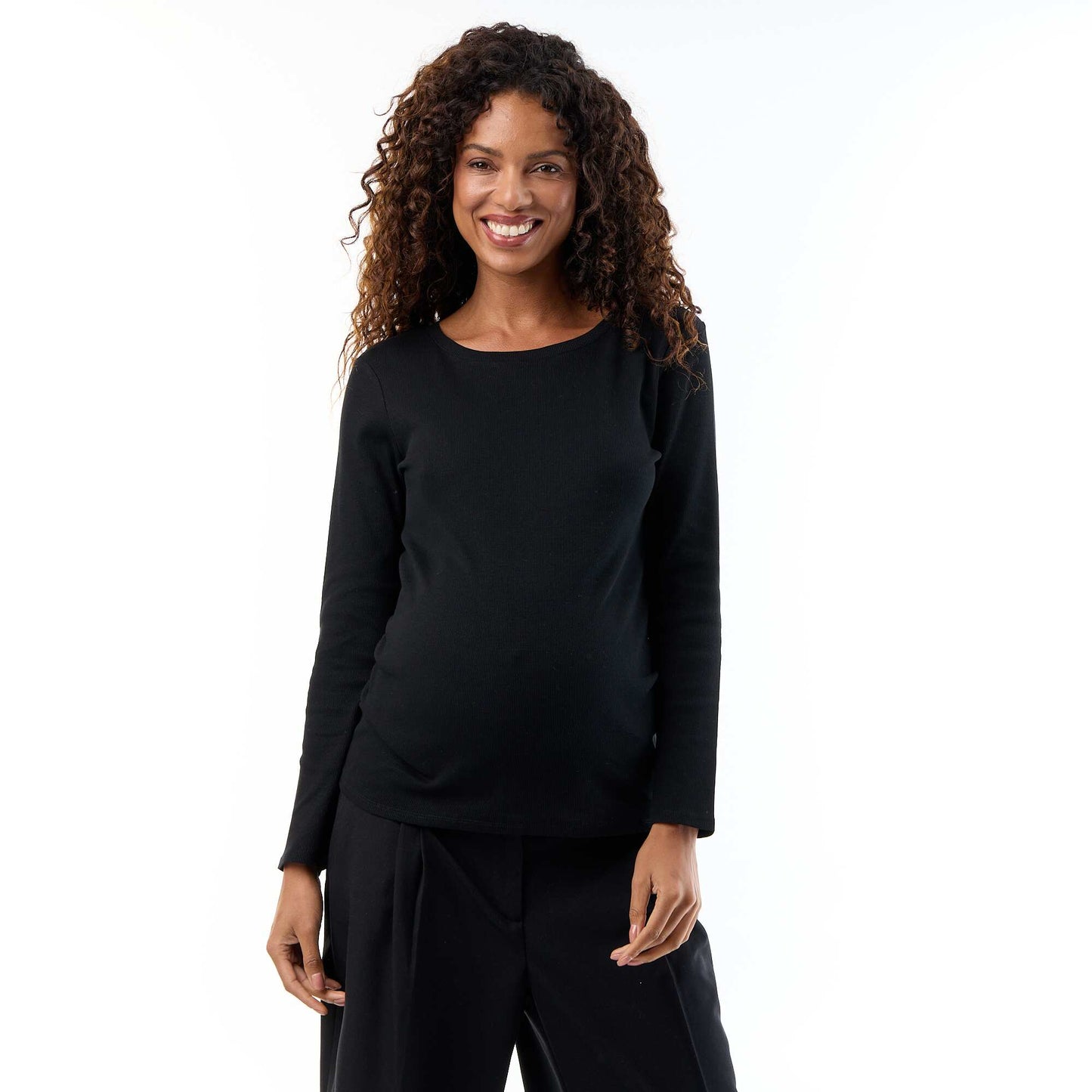 Ribbed Maternity T-shirt BLACK