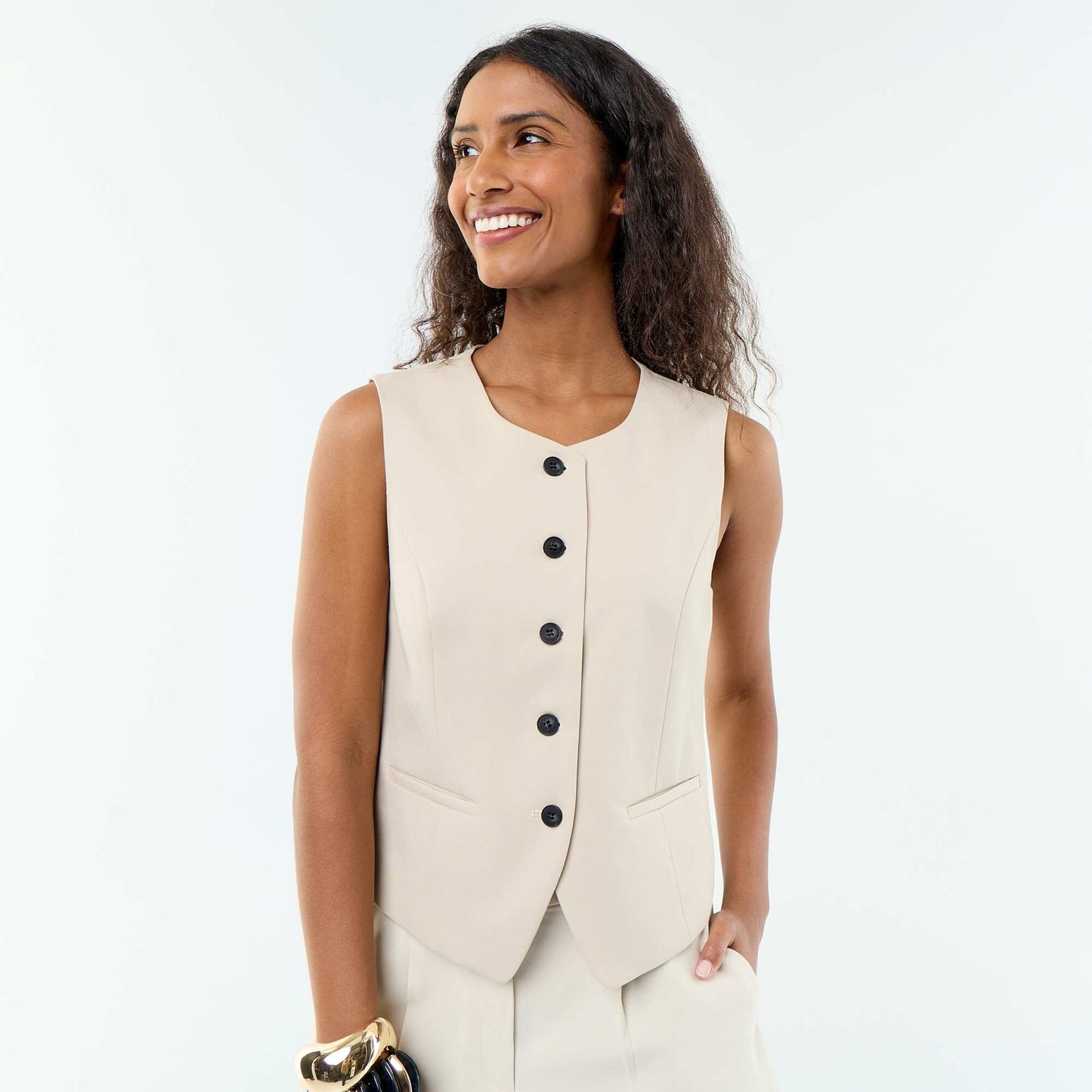 Sleeveless Solid Suit Vest GREY