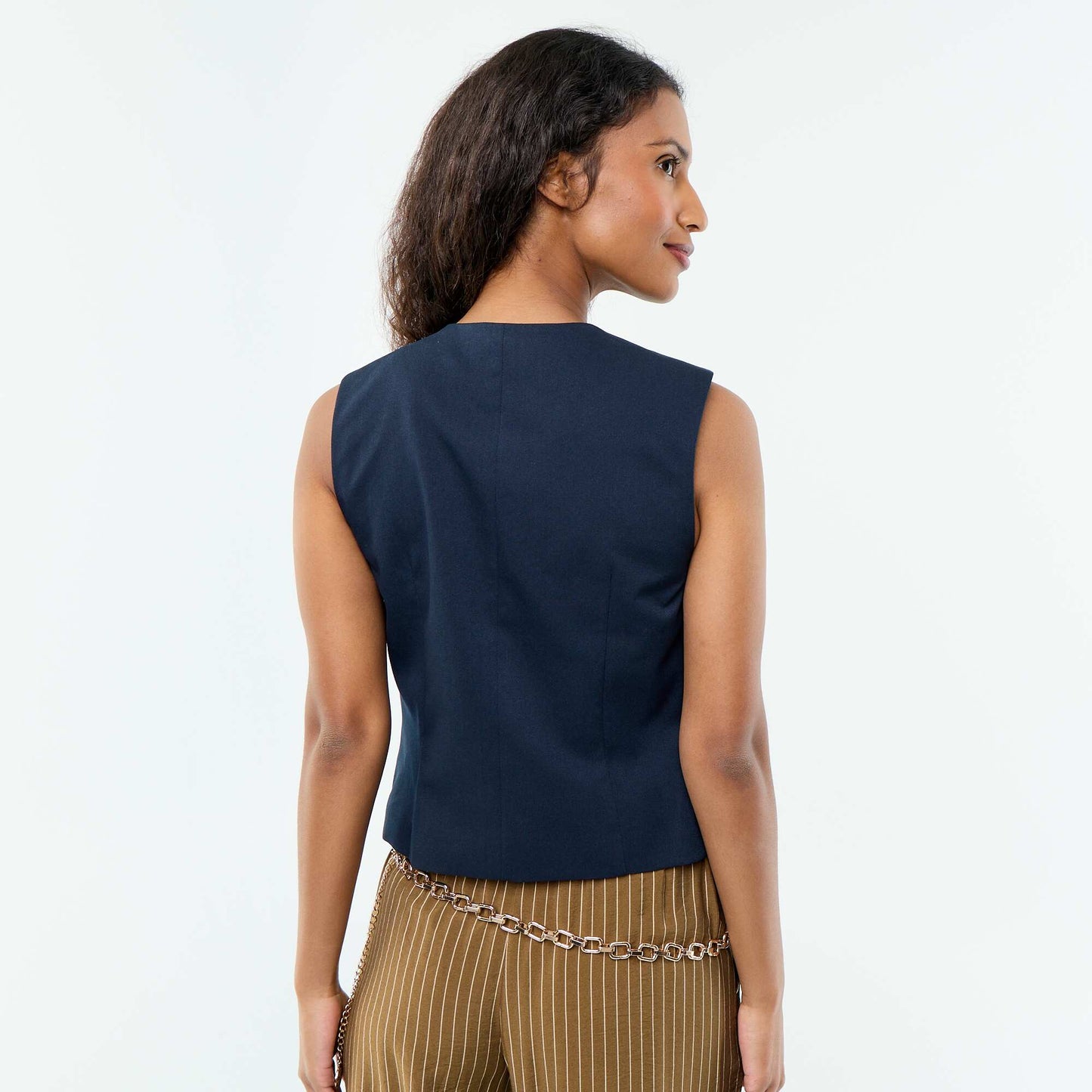 Sleeveless Solid Suit Vest BLUE