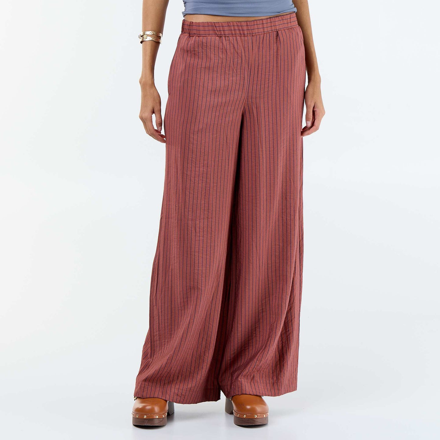 Wide-leg trousers with 2 pockets BROWN