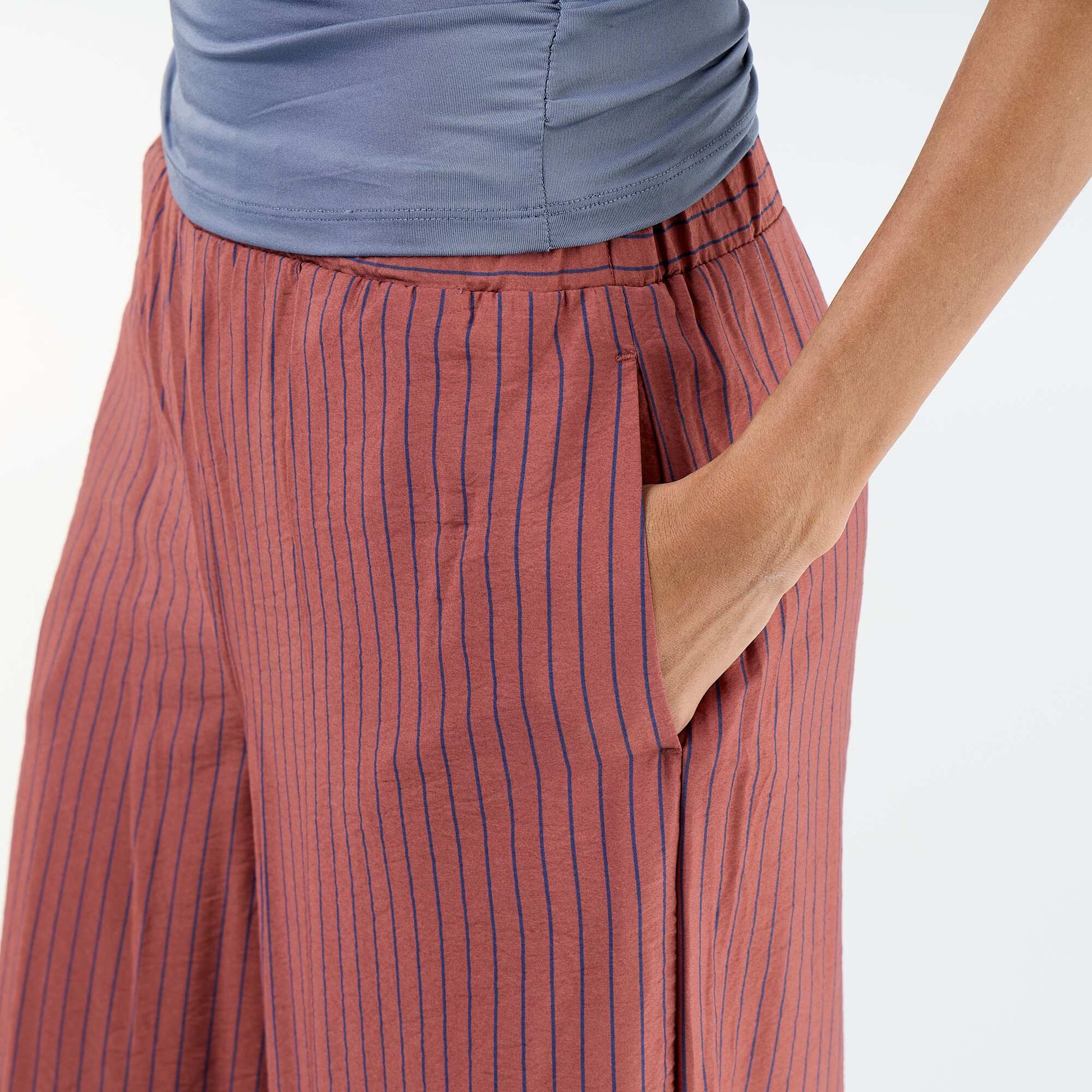 Wide-leg trousers with 2 pockets BROWN