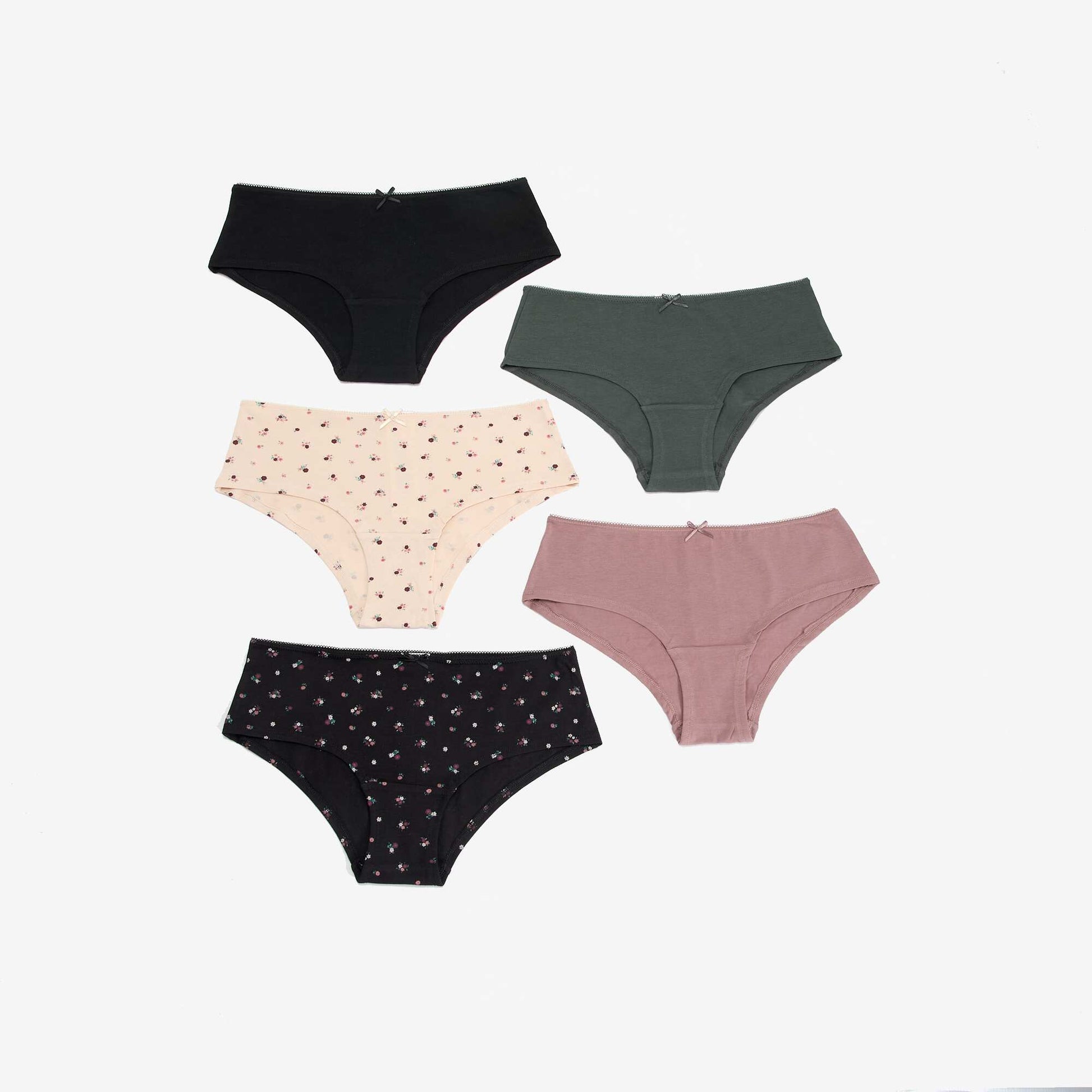 Pack of 5 Printed Shorties PINK
