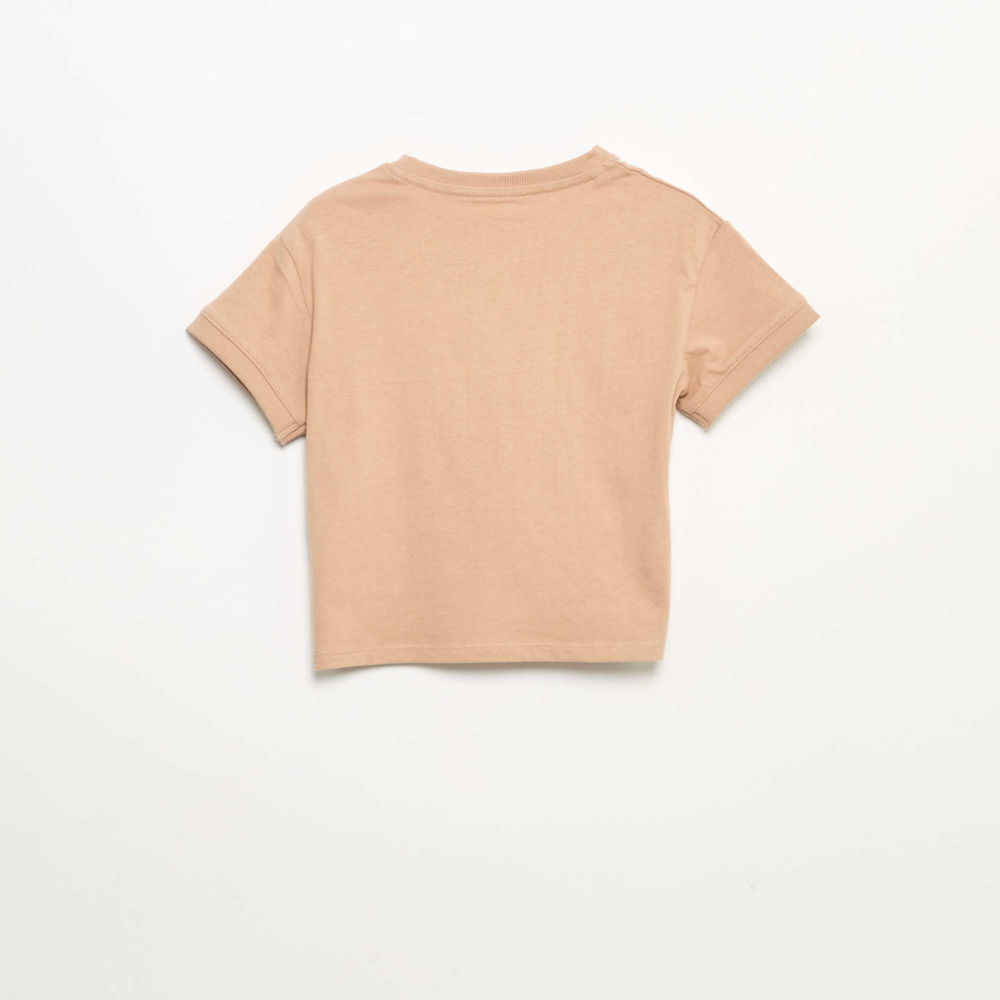Short-sleeved fun print t-shirt BEIGE