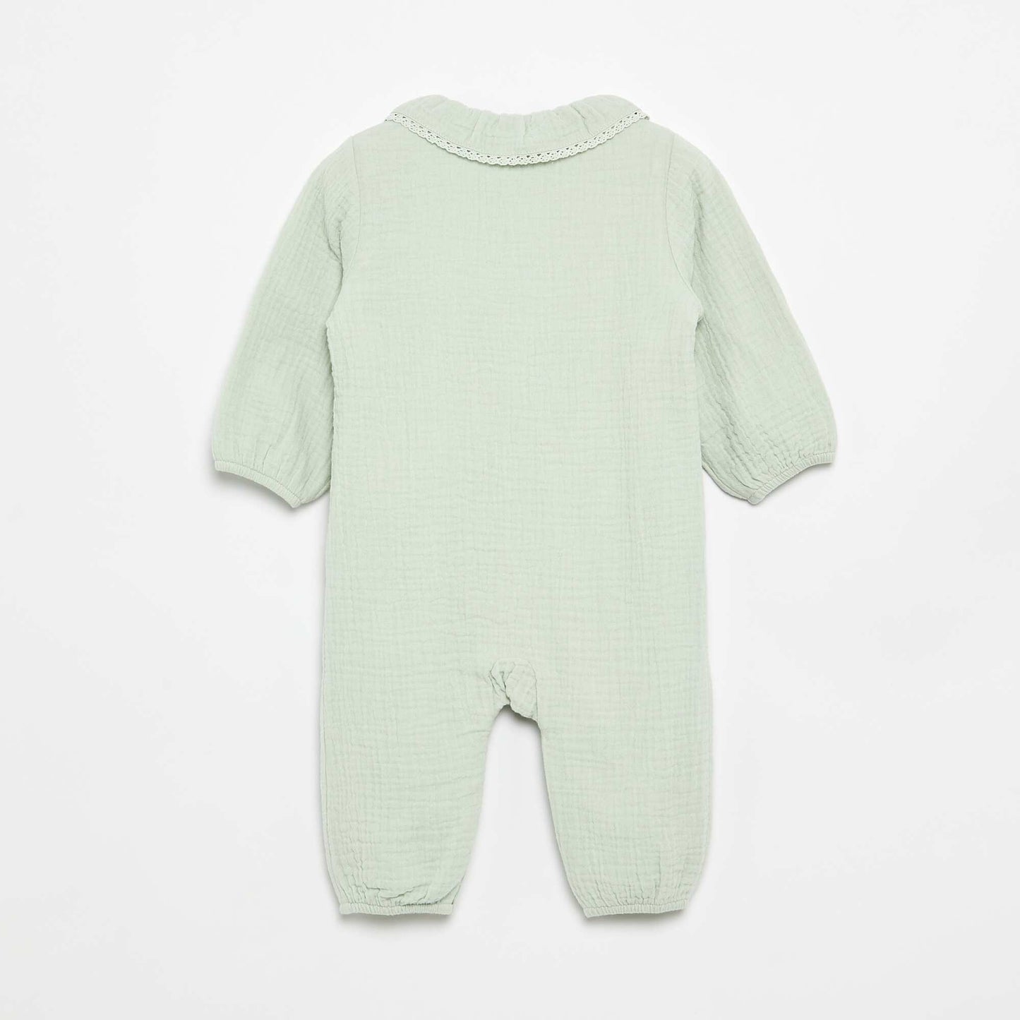Footless Sleepsuit with Decorative Collar GREEN