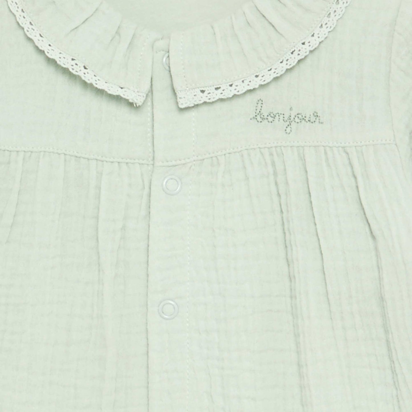 Footless Sleepsuit with Decorative Collar GREEN
