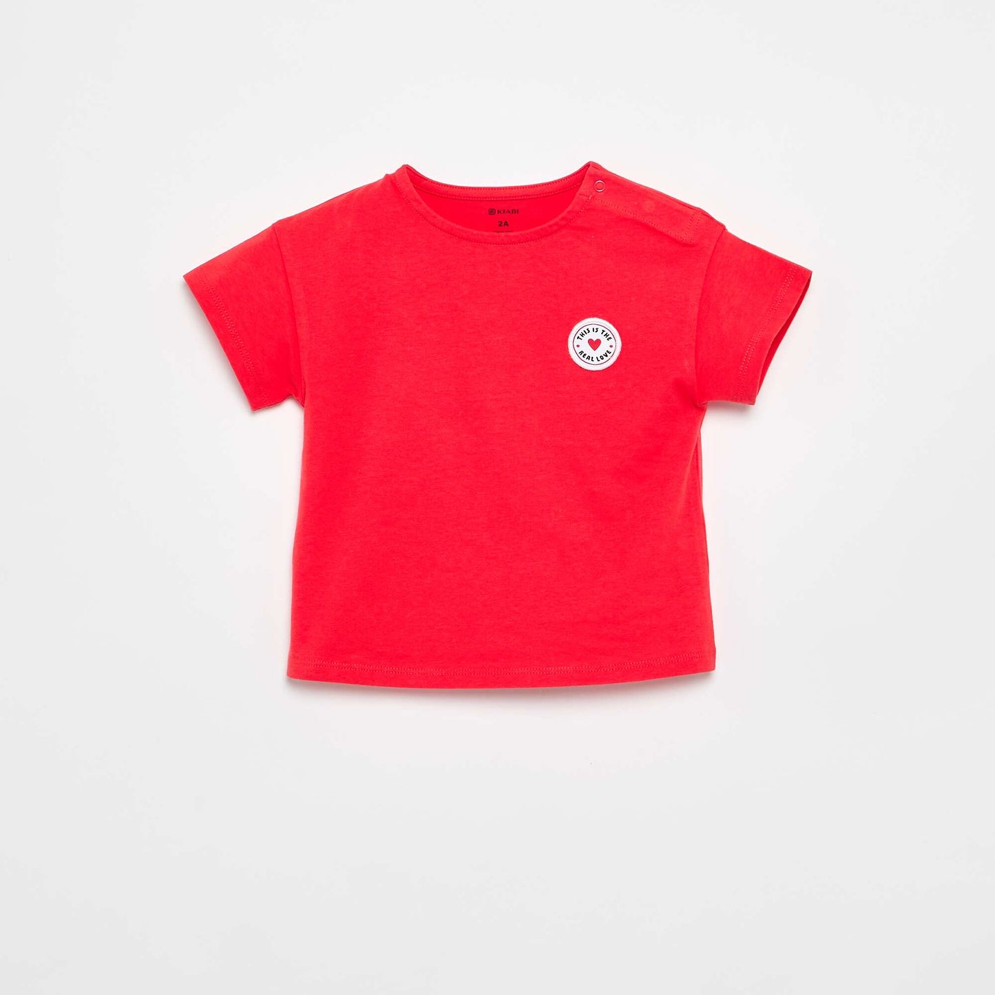 Short-sleeved T-shirt with Stitched Heart RED