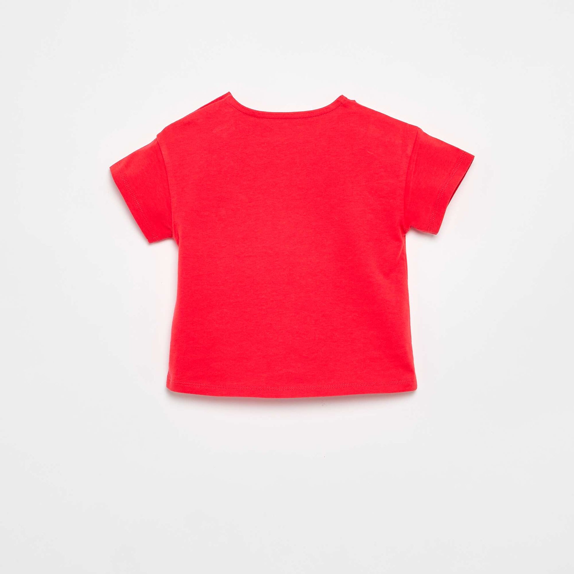 Short-sleeved T-shirt with Stitched Heart RED