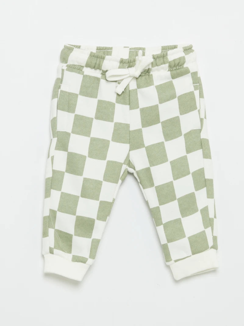Patterned jogging bottoms GREEN
