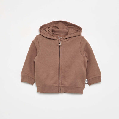 Hooded zip-up sweatshirt BROWN