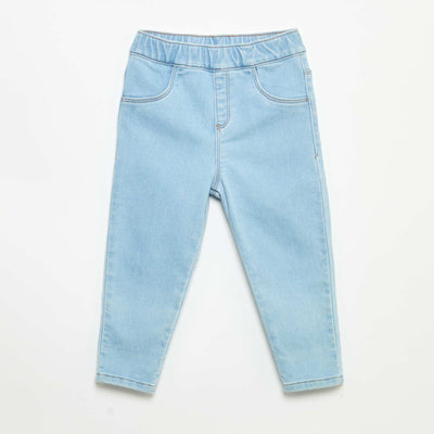 Denim trousers with turn-up hems BLUE