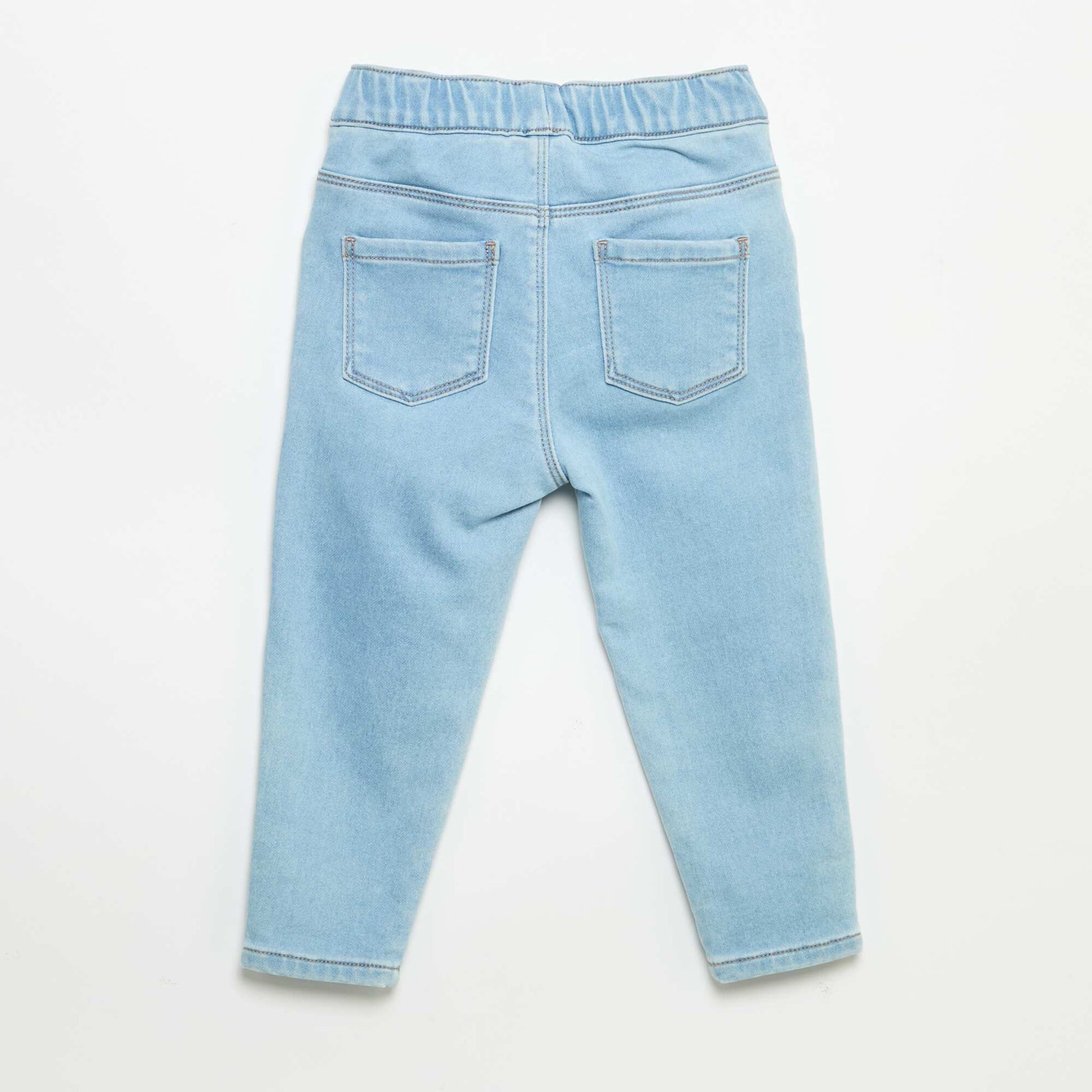 Denim trousers with turn-up hems BLUE