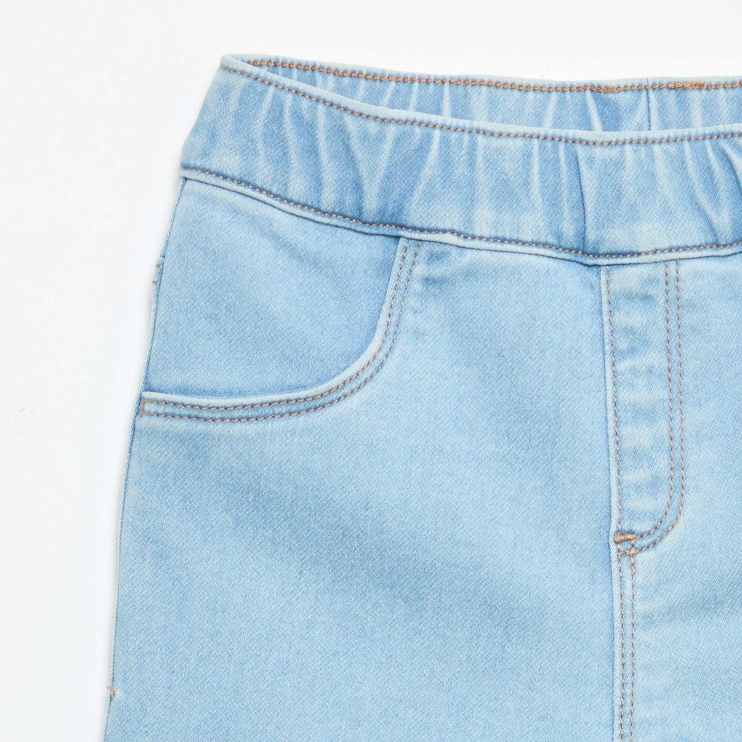 Denim trousers with turn-up hems BLUE