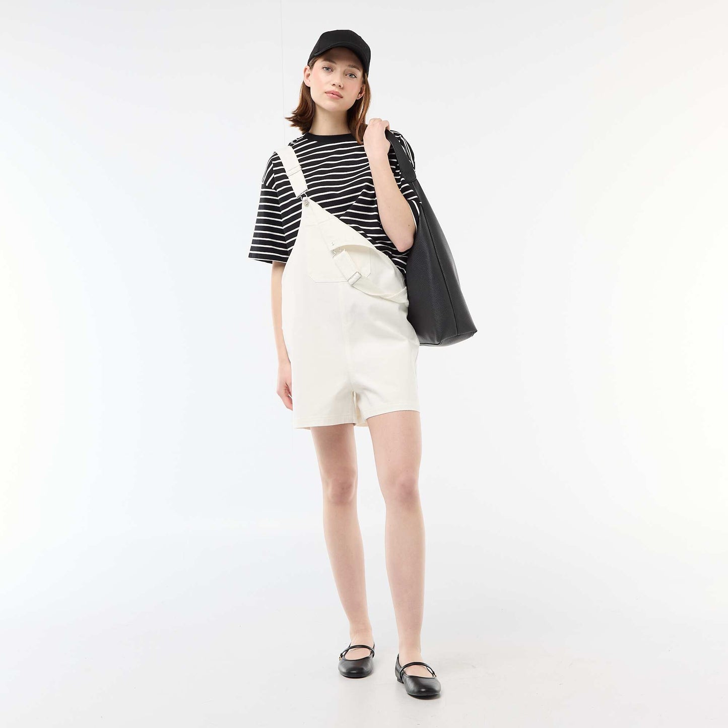 Oversized Short Dungarees WHITE