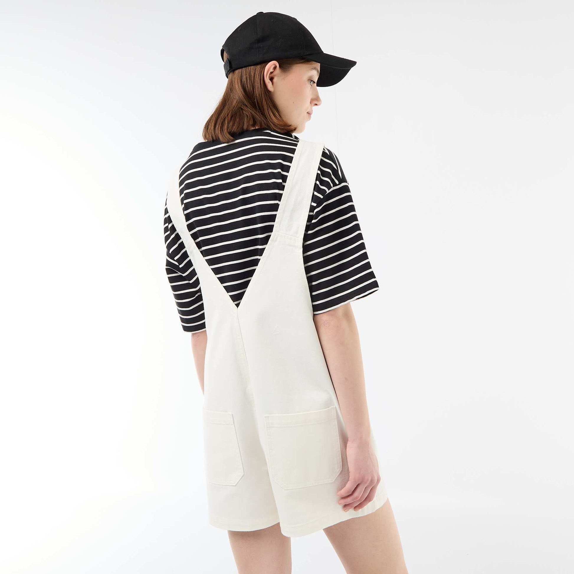 Oversized Short Dungarees WHITE