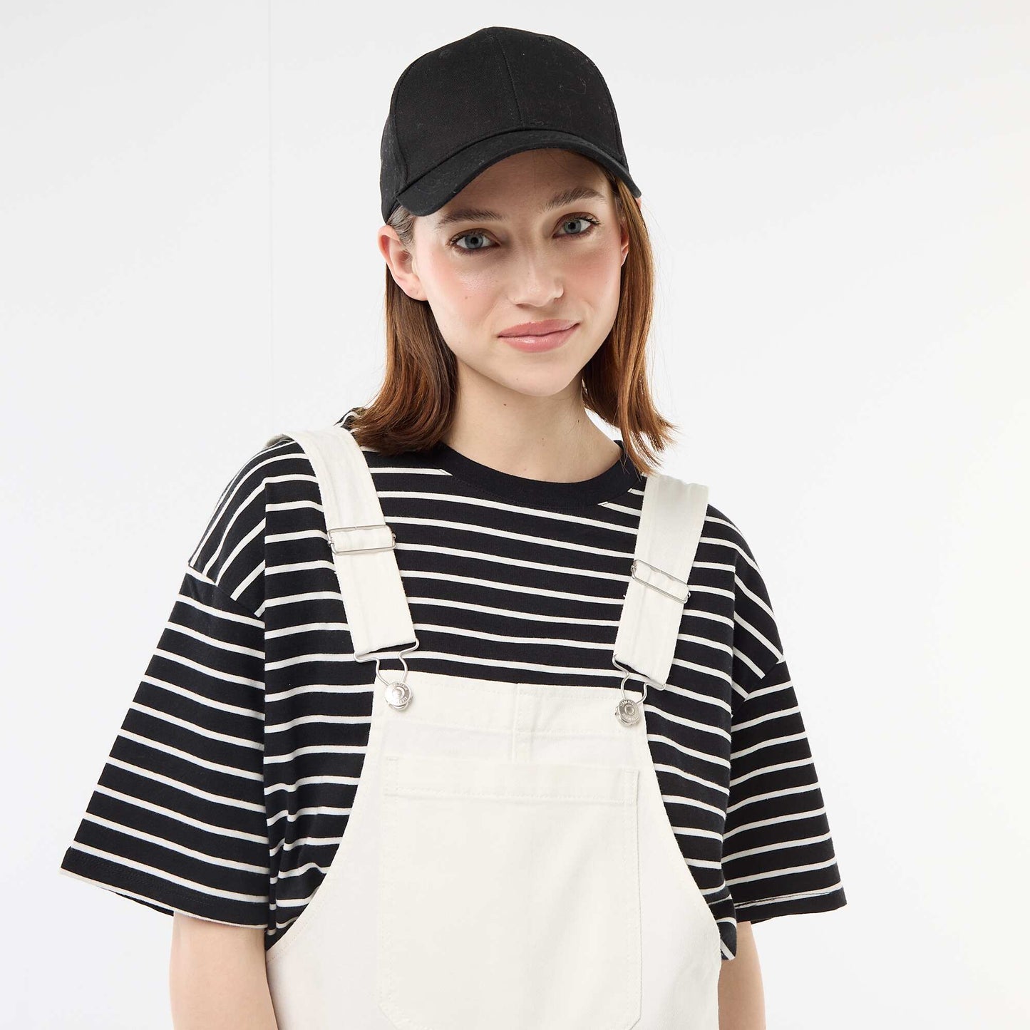 Oversized Short Dungarees WHITE