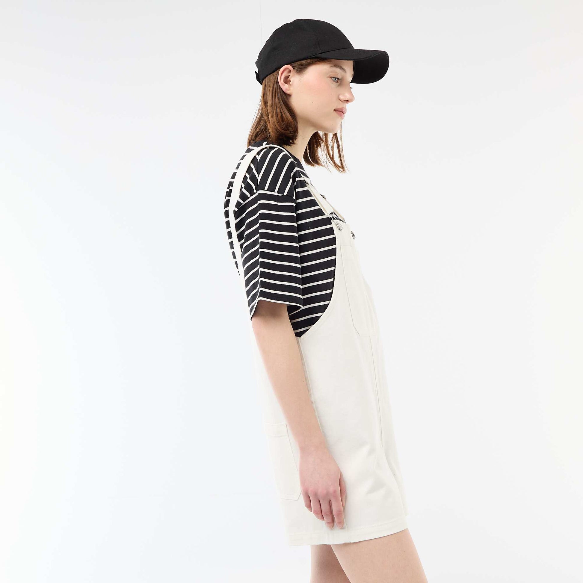 Oversized Short Dungarees WHITE