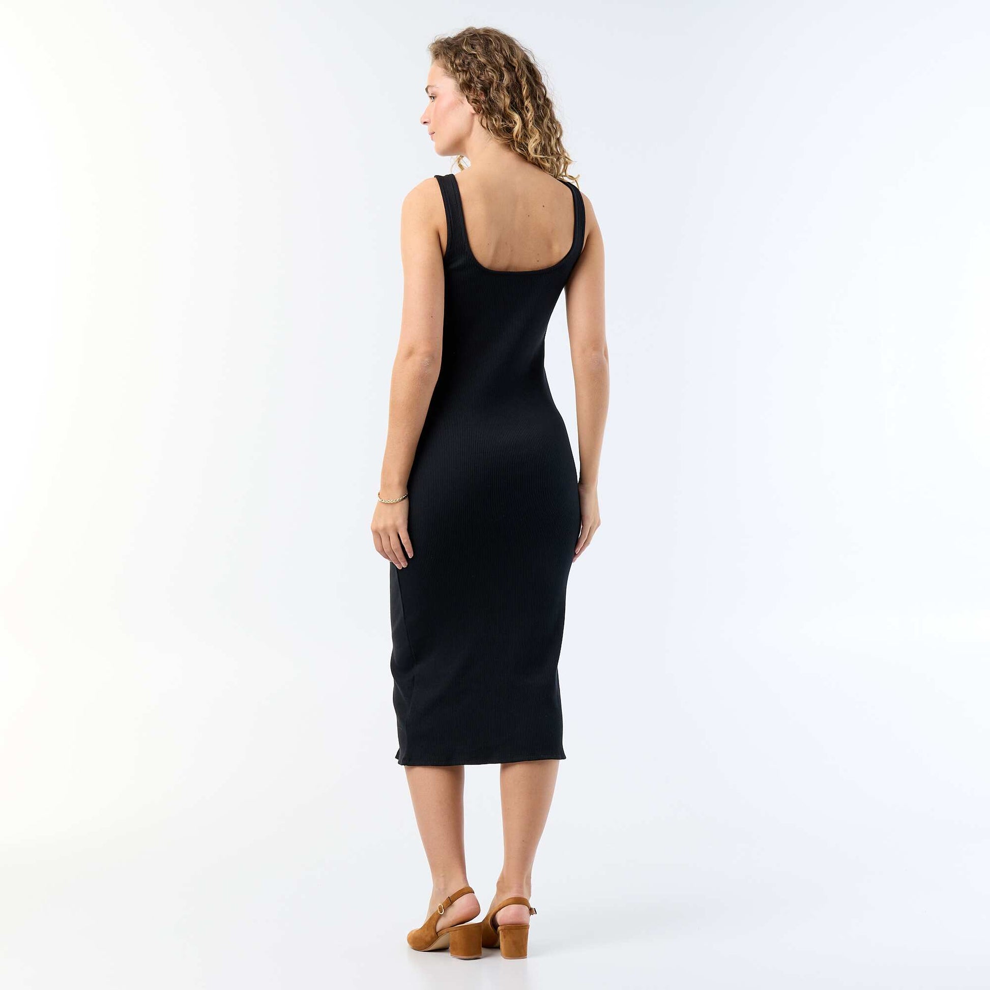 Long Ribbed Dress BLACK