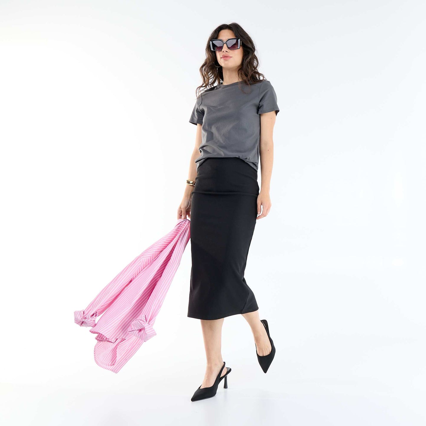 Midi pencil skirt BLACK