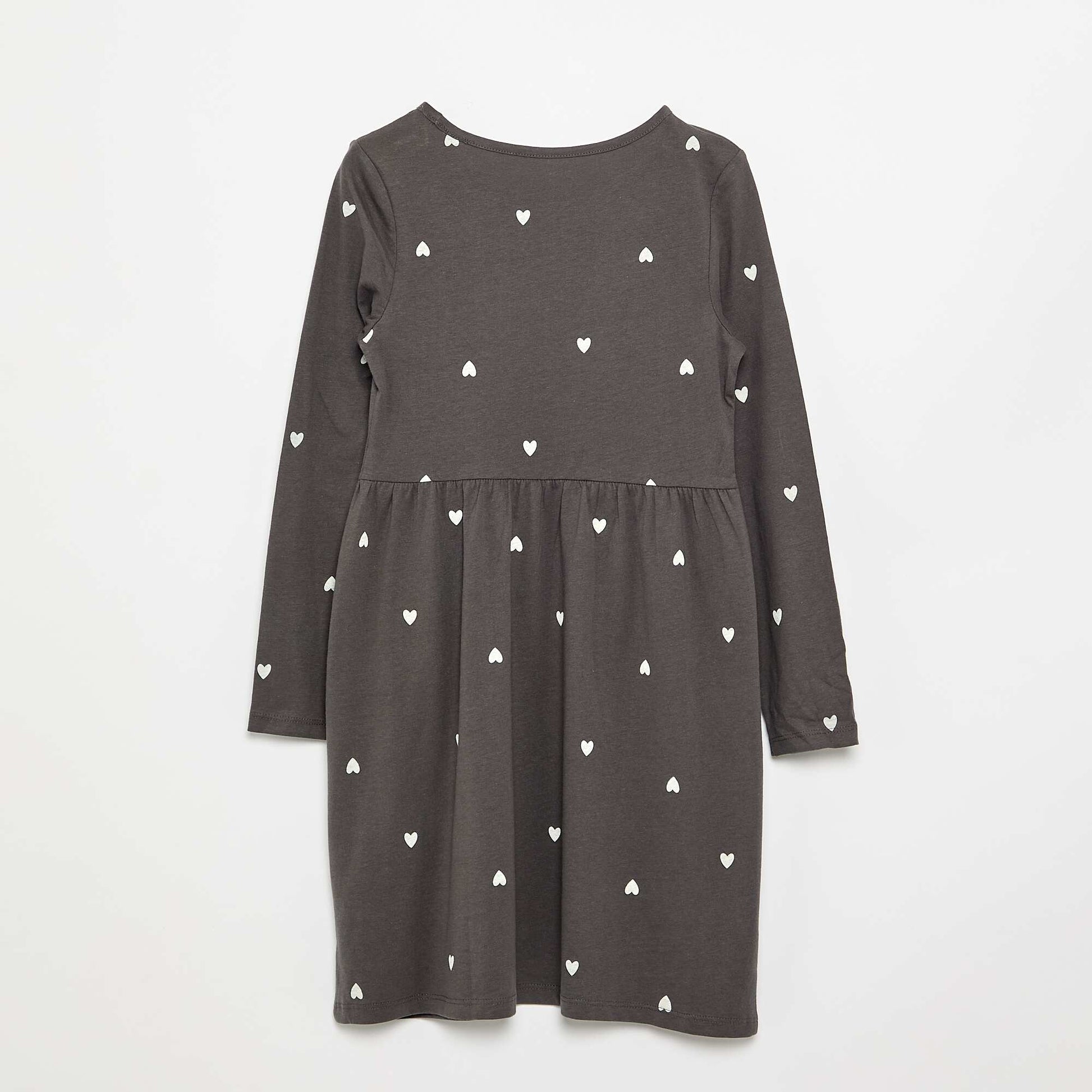 Long-sleeved cotton jersey dress BLACK