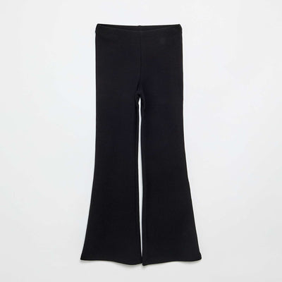 Ribbed flare leggings BLACK