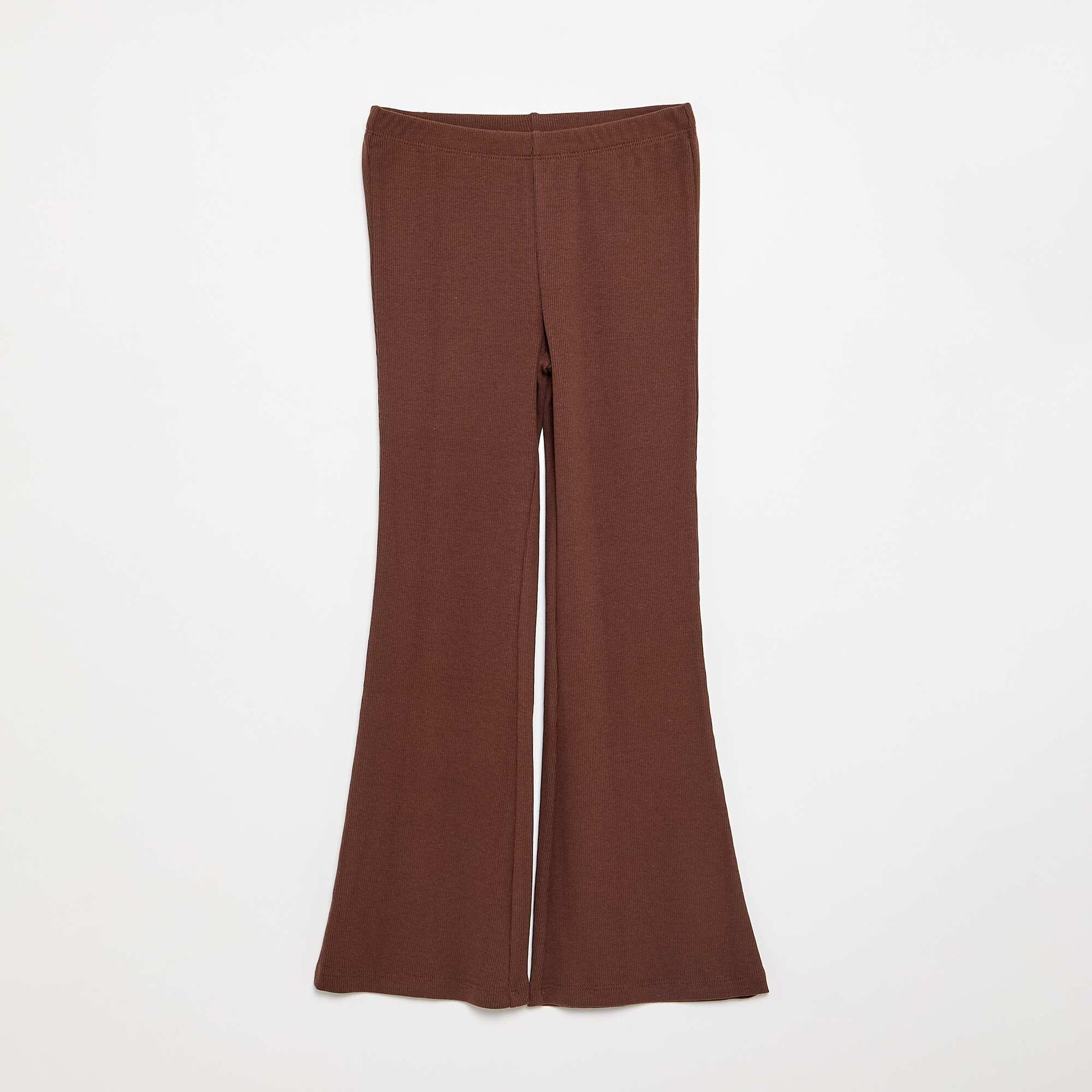 Ribbed knit flare leggings BROWN