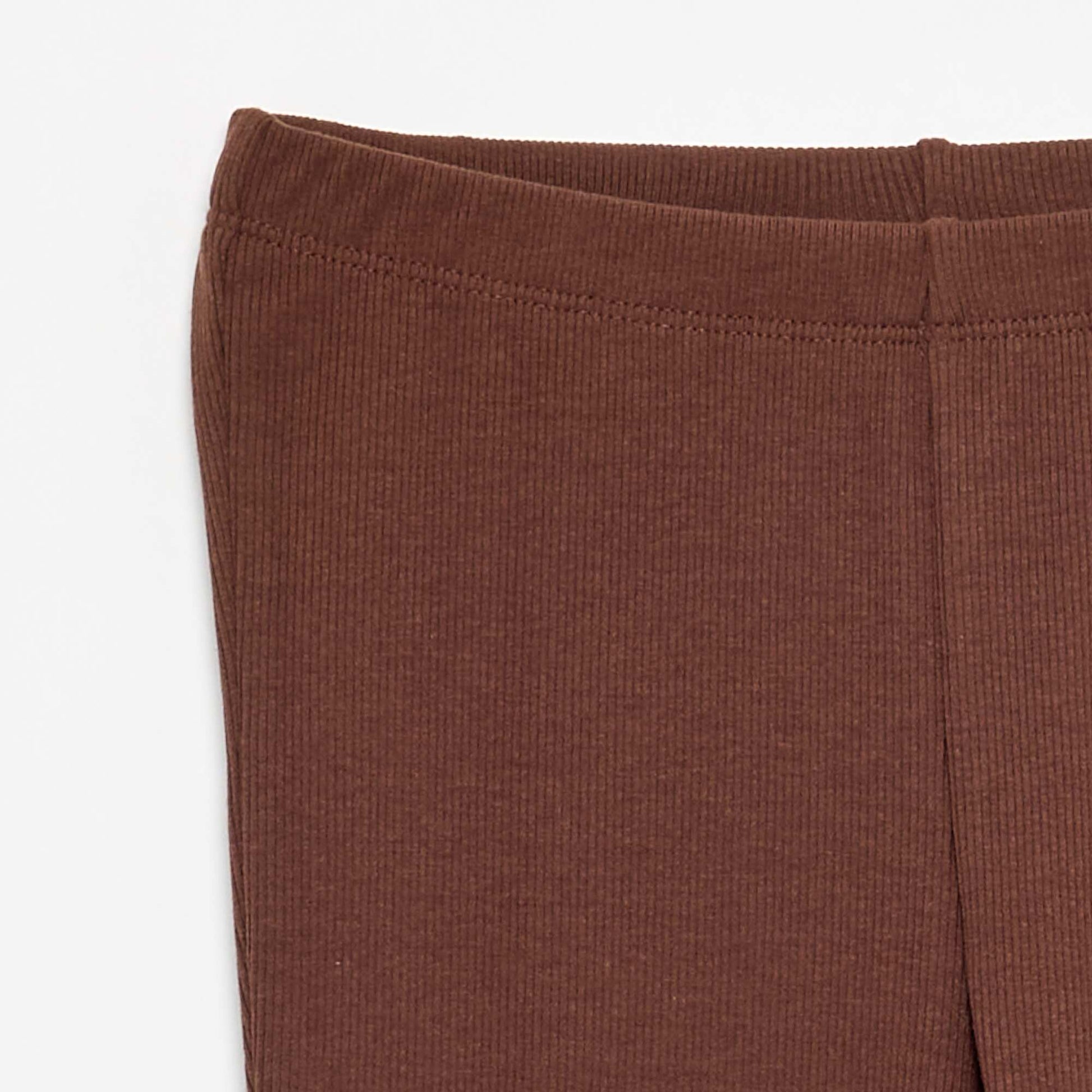 Ribbed knit flare leggings BROWN